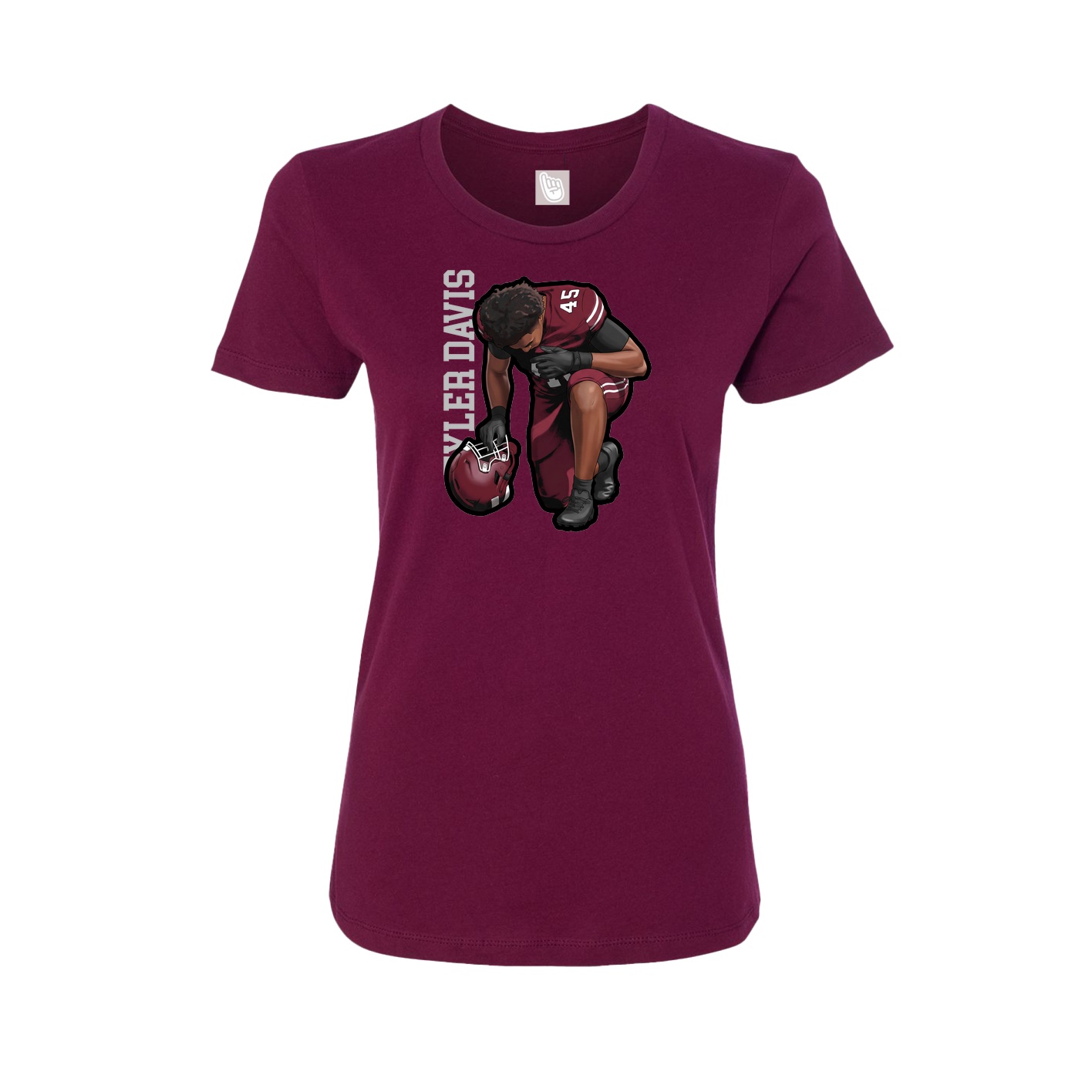 Fitted Women's Tee — Name Vertical in Maroon
