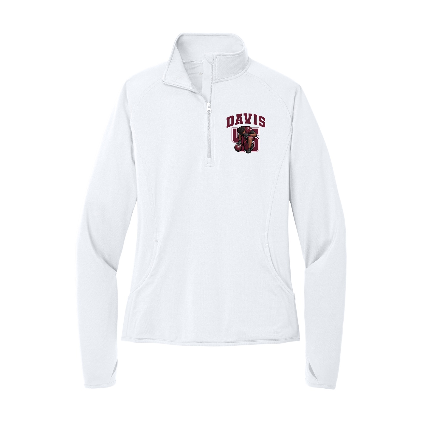 Women's Q-Zip Pullover — Number in White