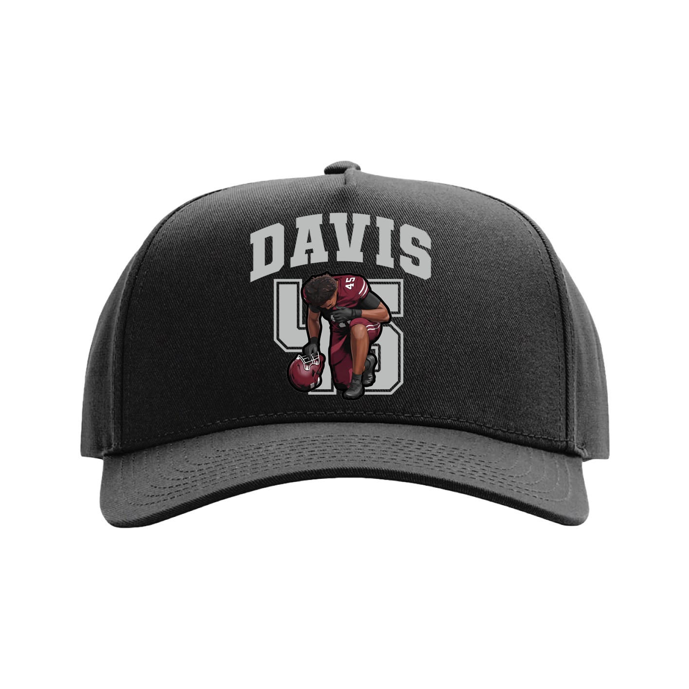 Full Fabric Five-Panel Champ Cap — Number in Black