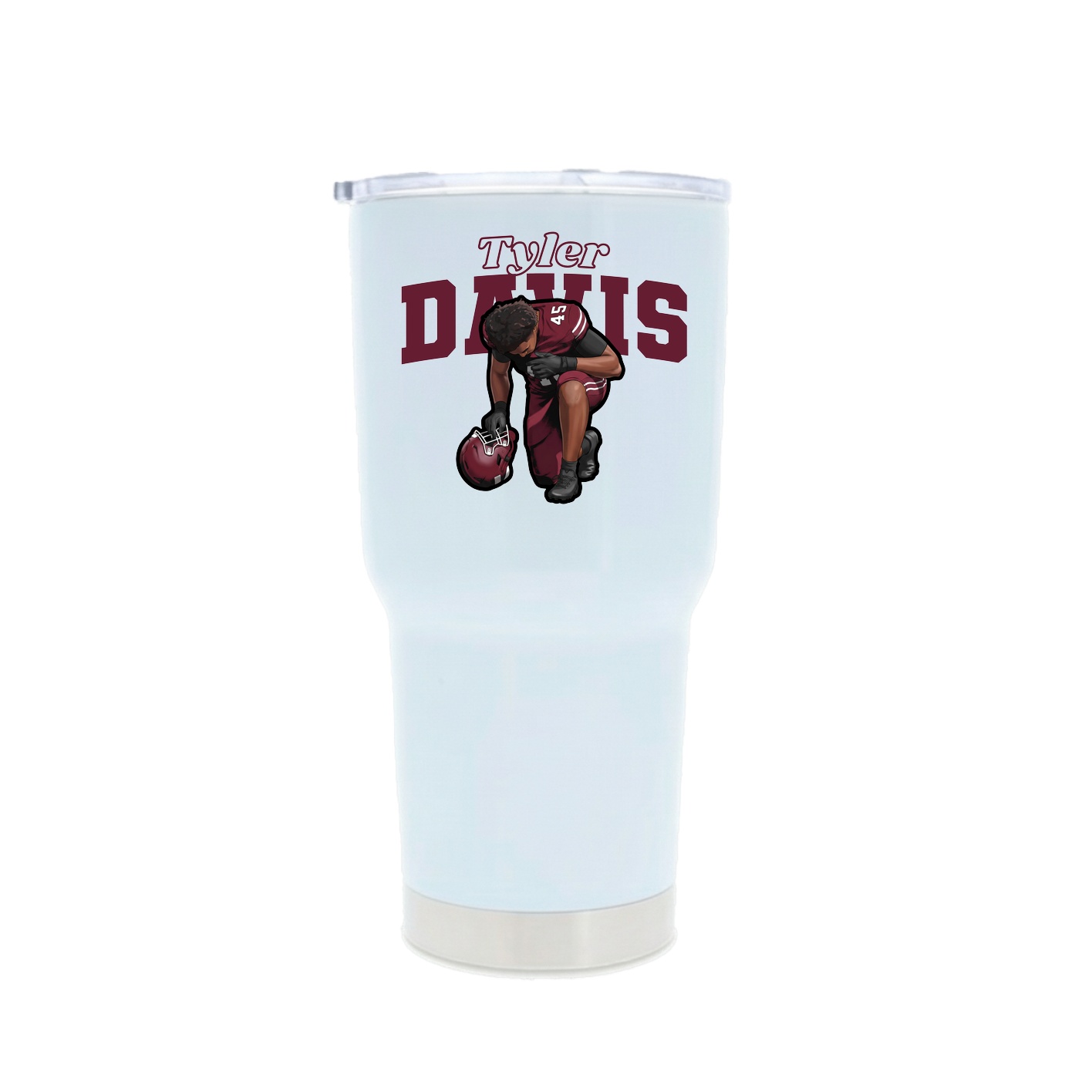 30oz Stainless Steel Tumbler — Name Arch in White