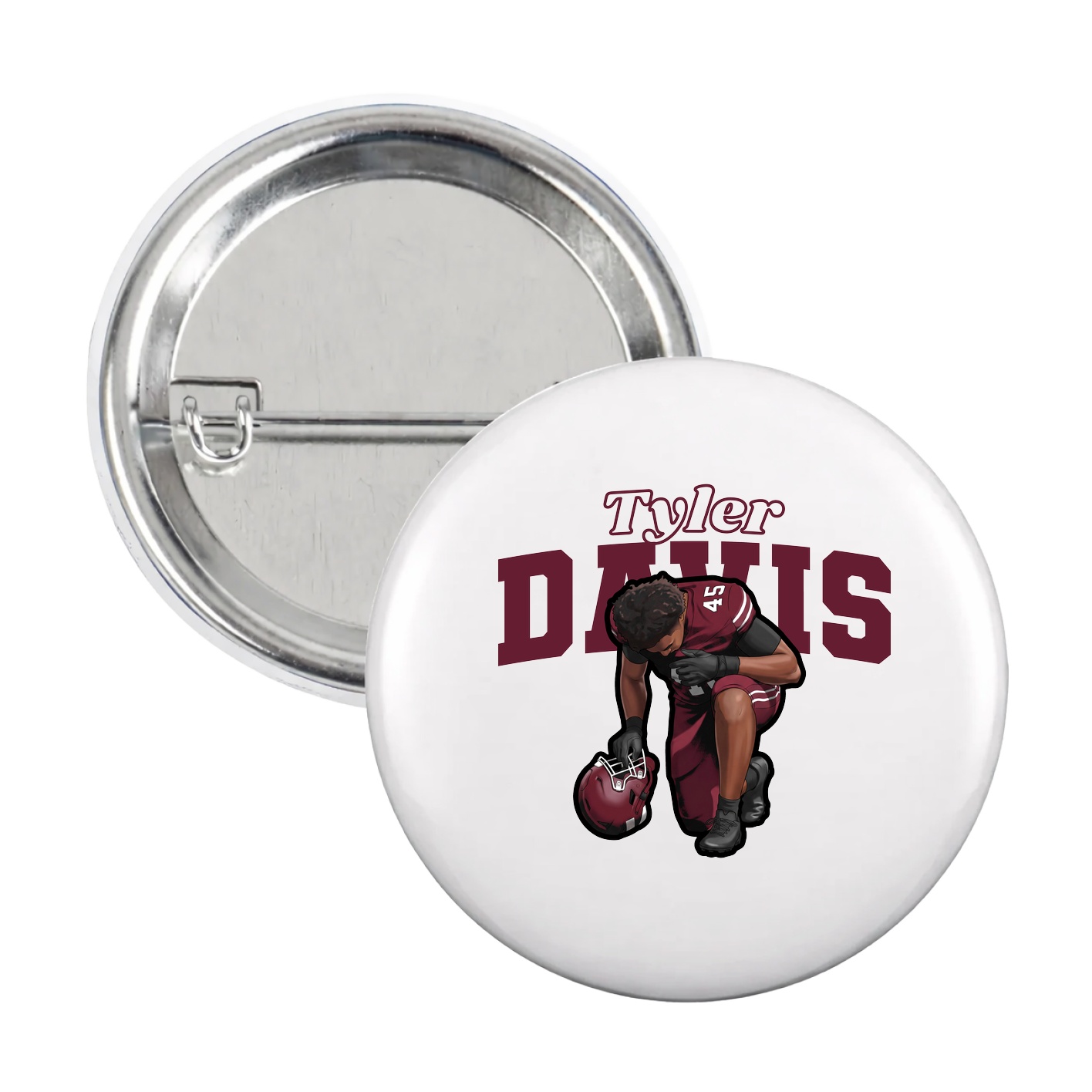 Game Day Button — Name Arch in White