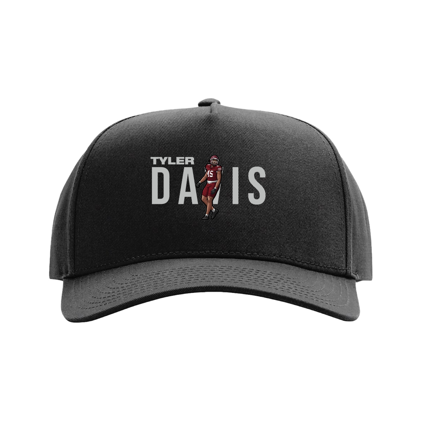 Full Fabric Five-Panel Champ Cap — Player Name in Black