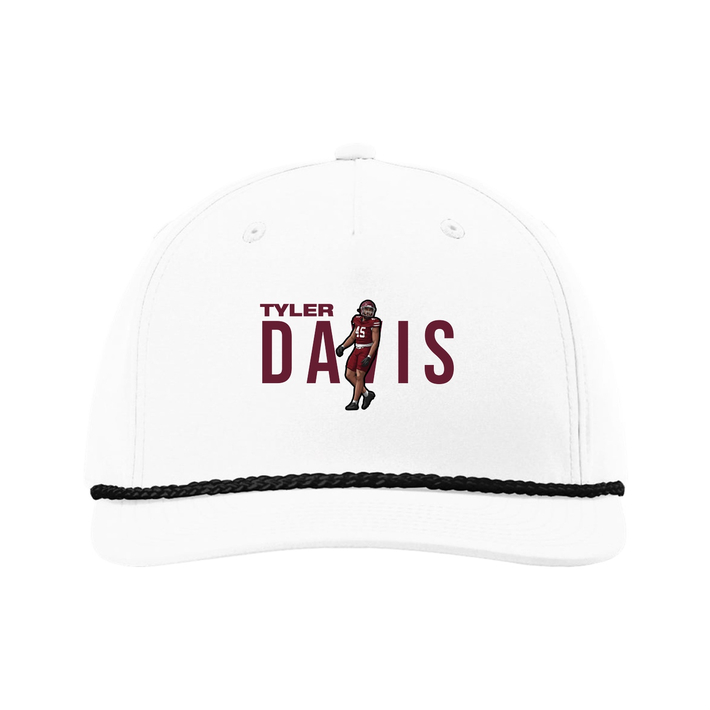 Five-Panel Classic Rope Cap — Player Name in White