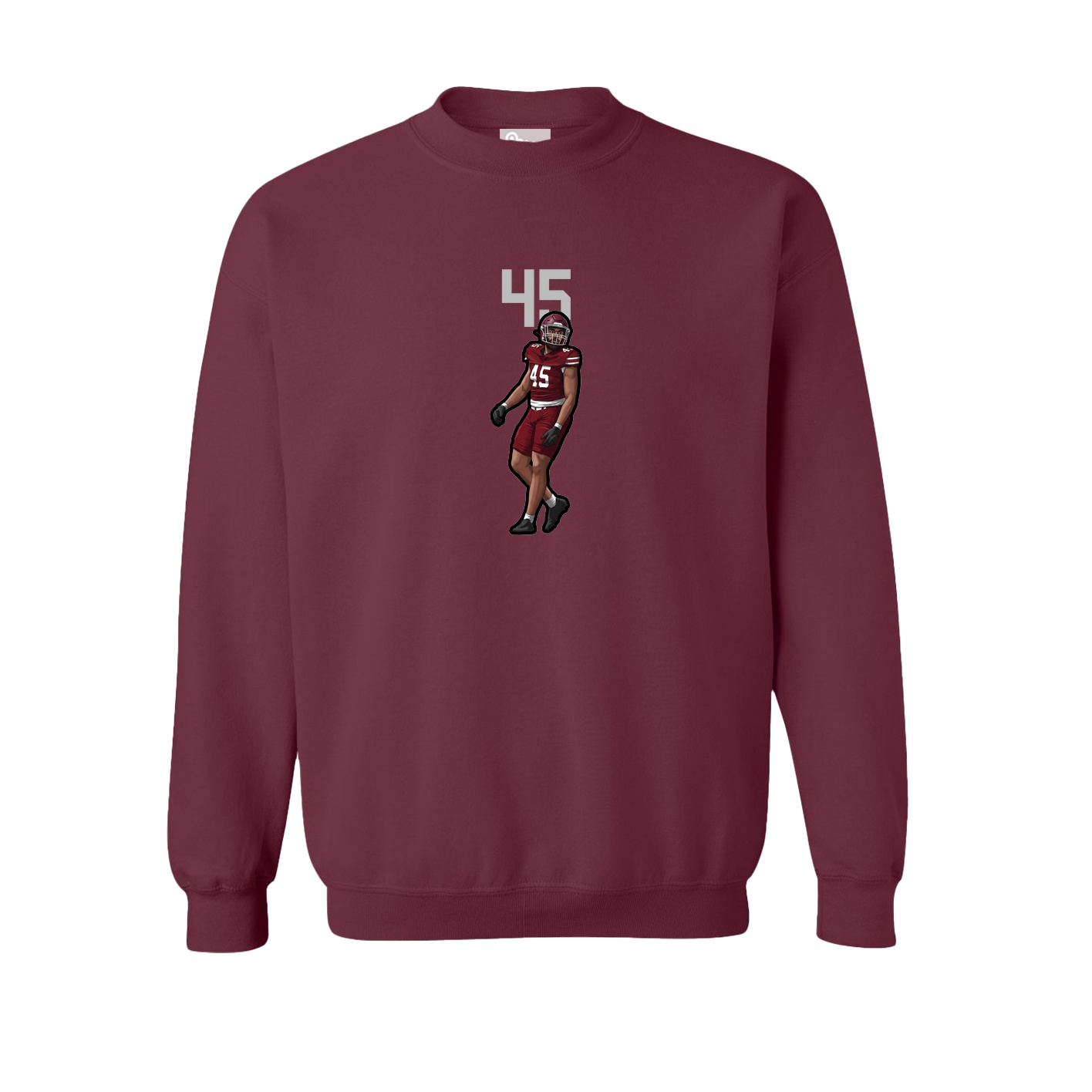 Fleece Crew — Number Top in Maroon