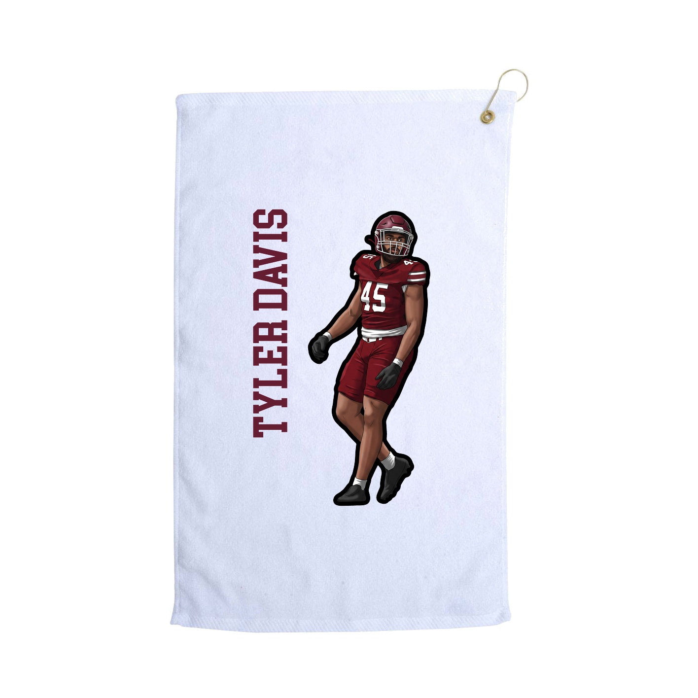 Golf Towel — Name Vertical in White