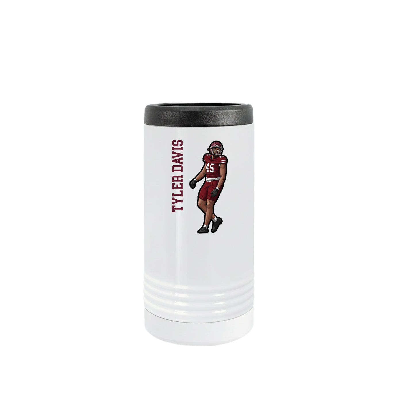Slim Beverage Holder — Name Vertical in White