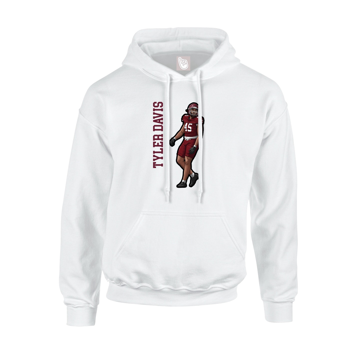 Youth Hoodie — Name Vertical in White