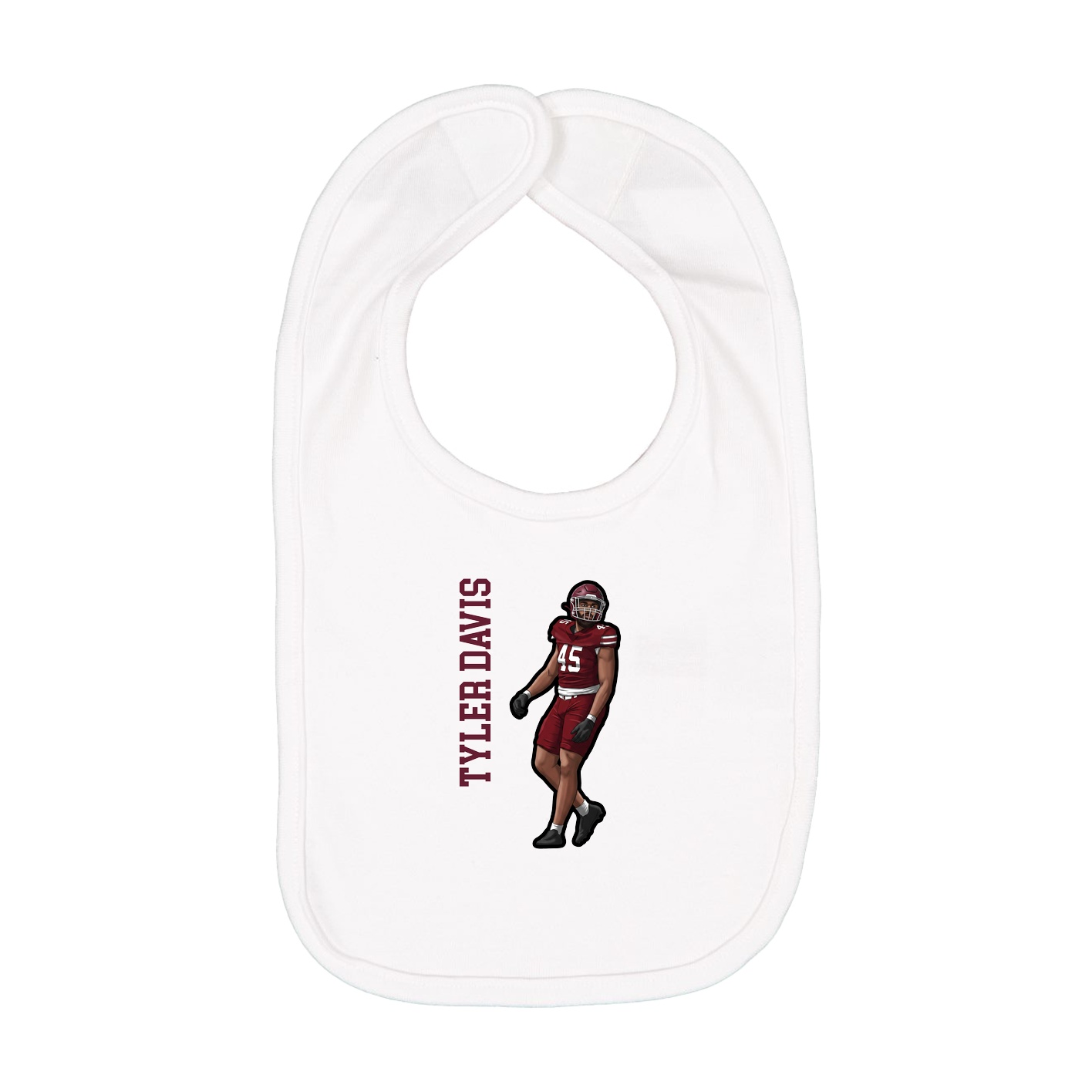 Infant Bib — Name Vertical in White