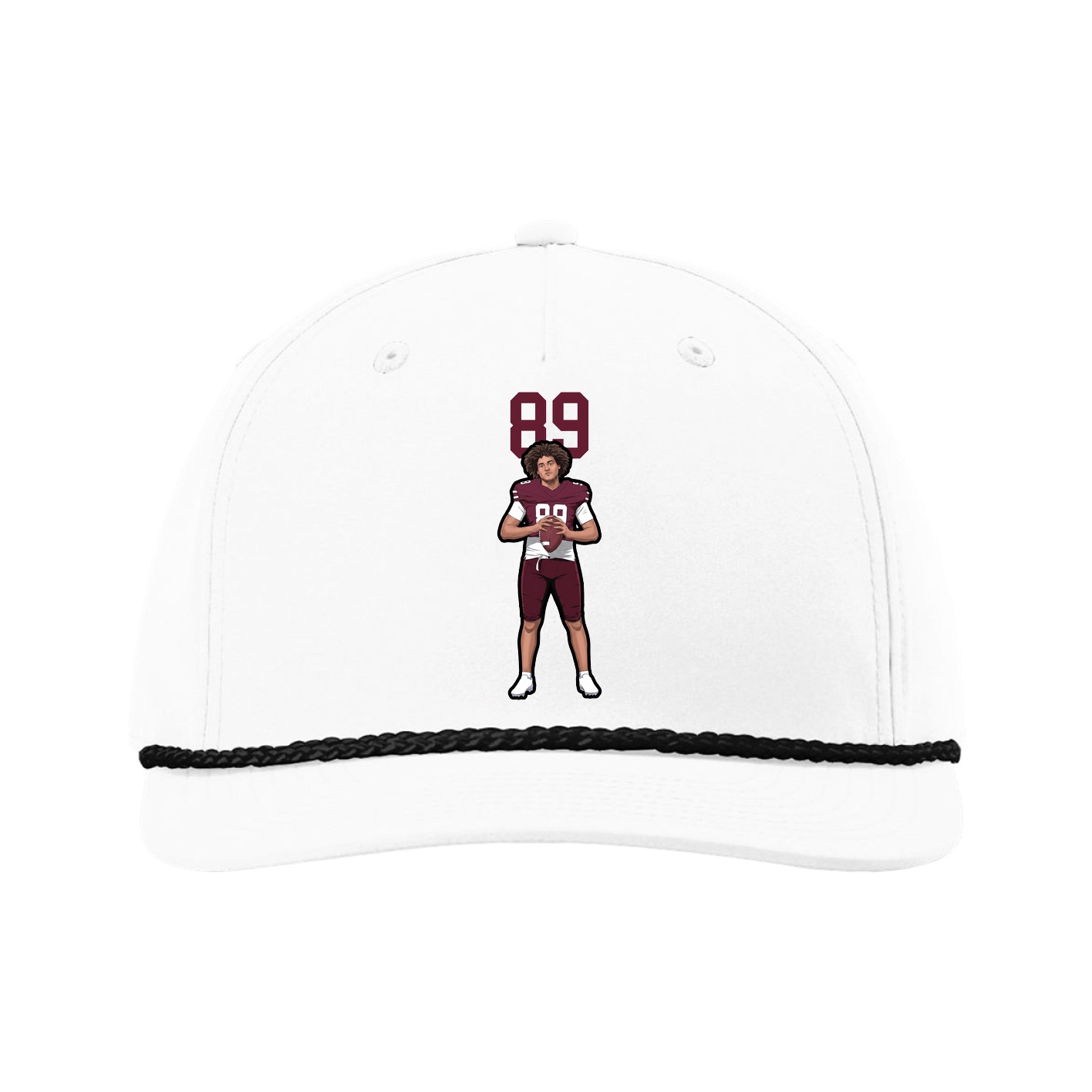 Five-Panel Classic Rope Cap — Number Top in White