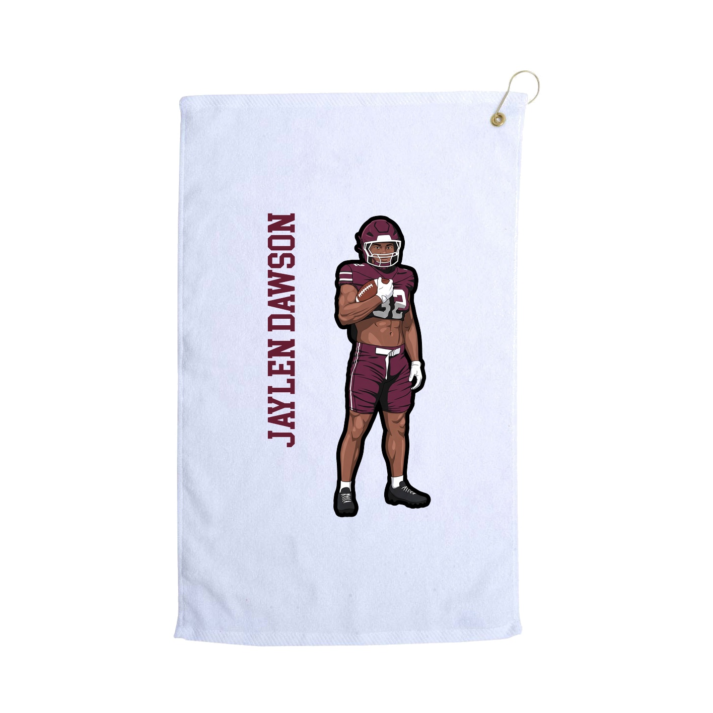 Golf Towel — Name Vertical in White