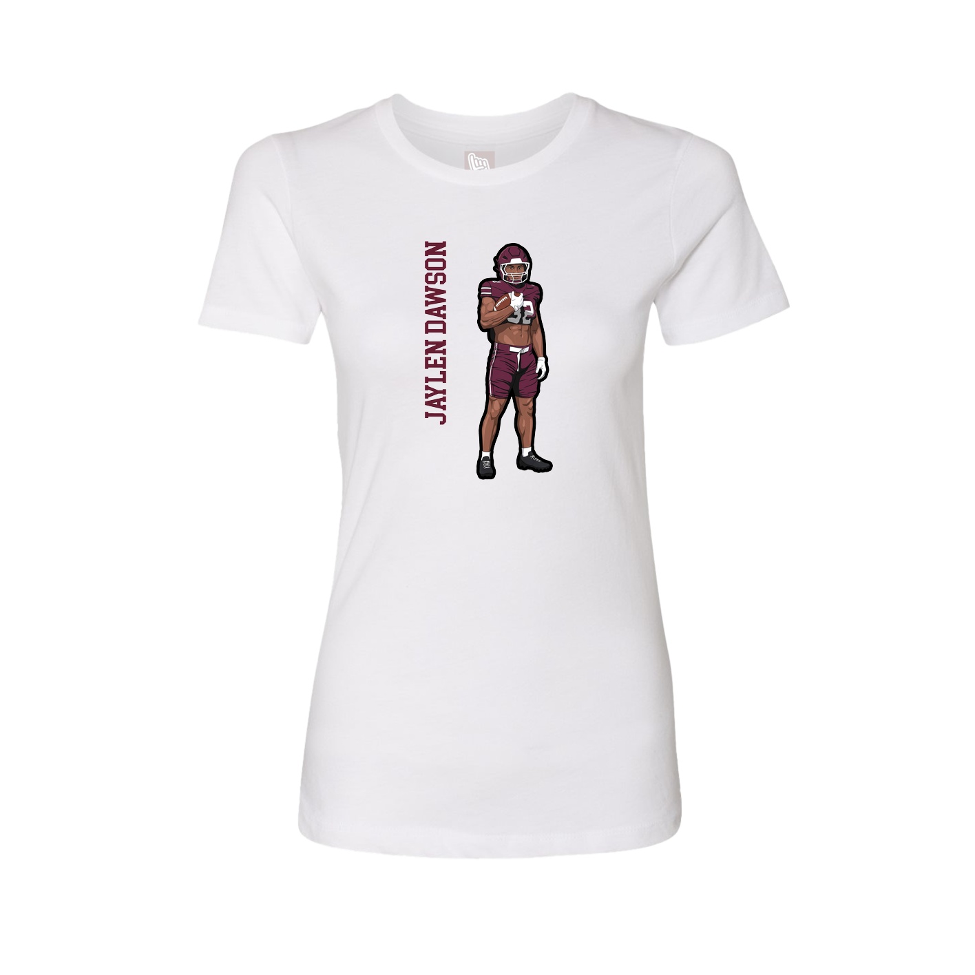 Fitted Women's Tee — Name Vertical in White