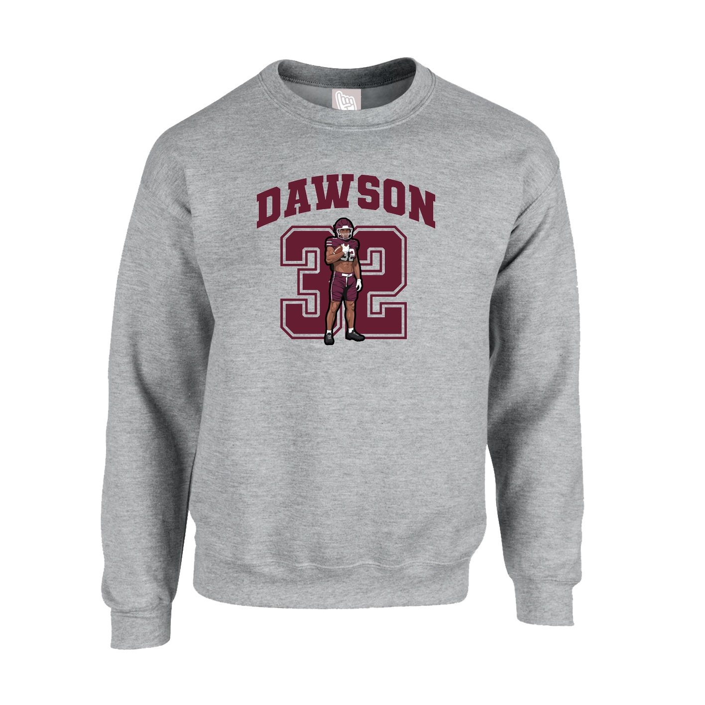 Fleece Crew — Number in Grey
