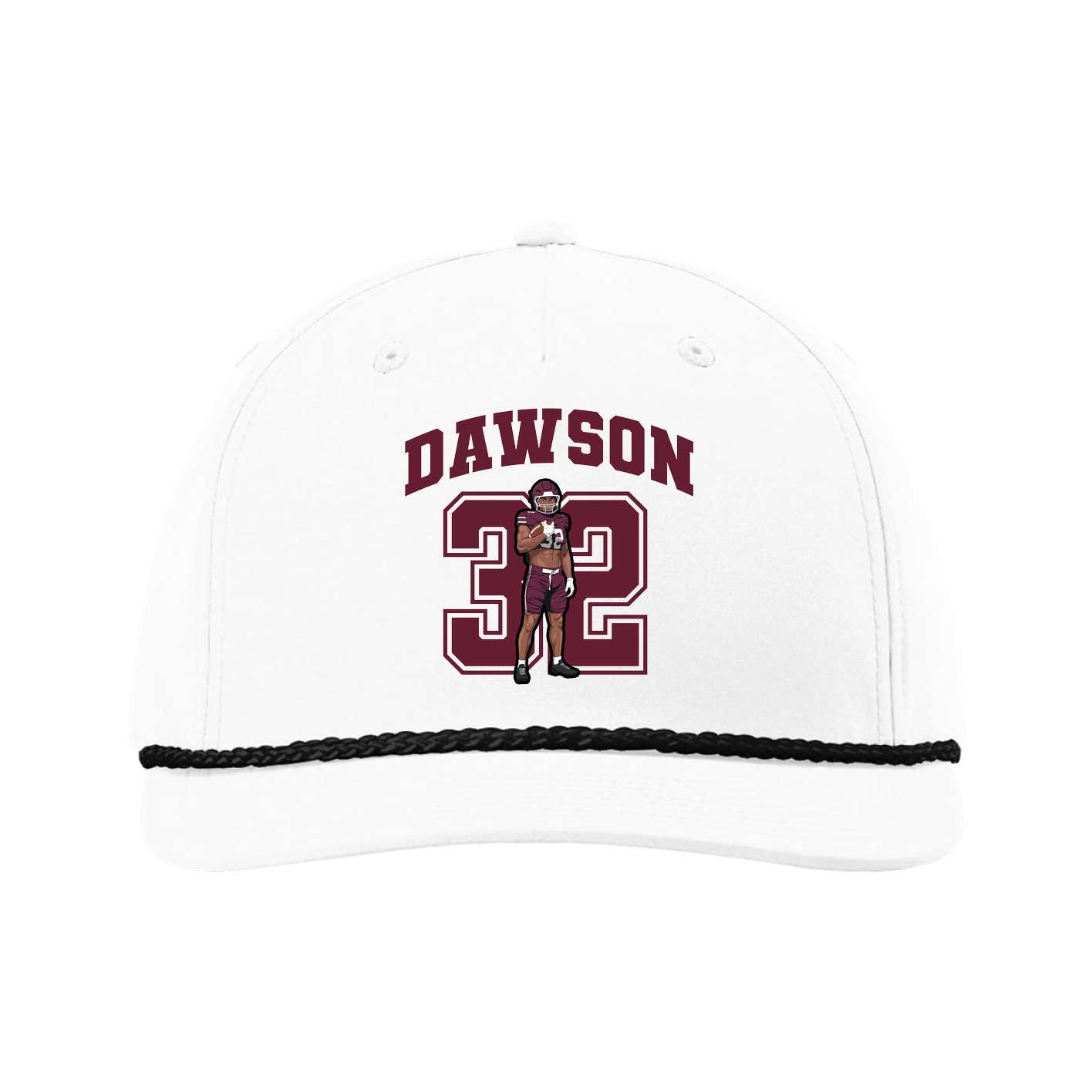 Five-Panel Classic Rope Cap — Number in White