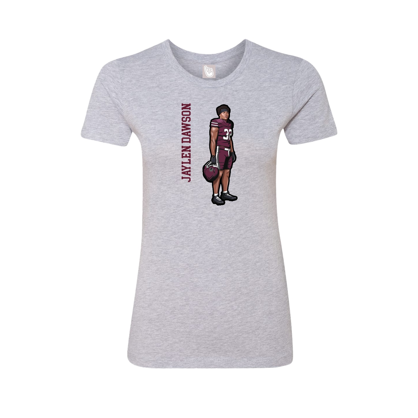 Fitted Women's Tee — Name Vertical in Grey