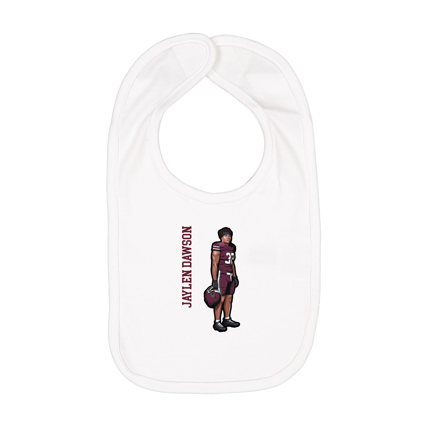 Infant Bib — Name Vertical in White