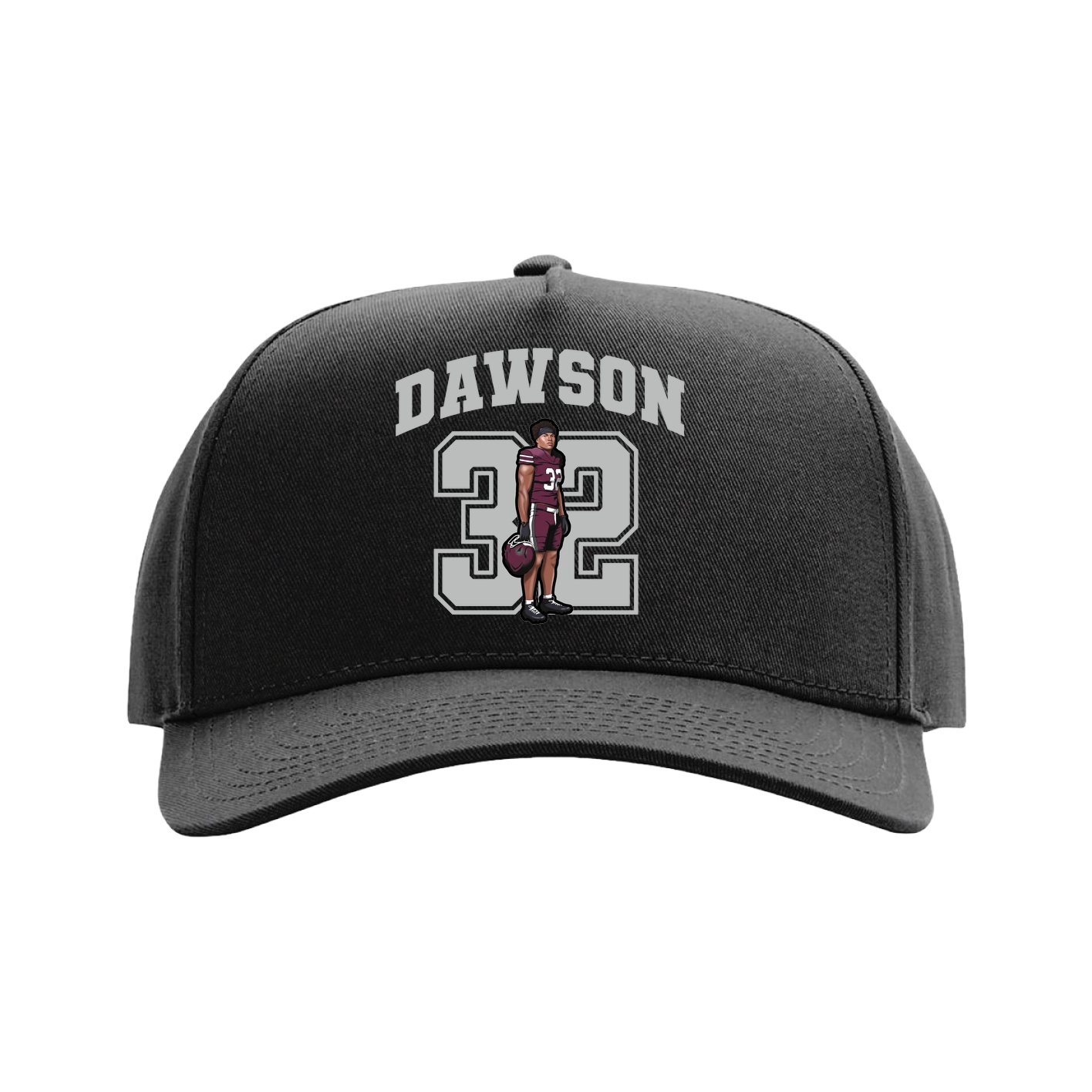 Full Fabric Five-Panel Champ Cap — Number in Black