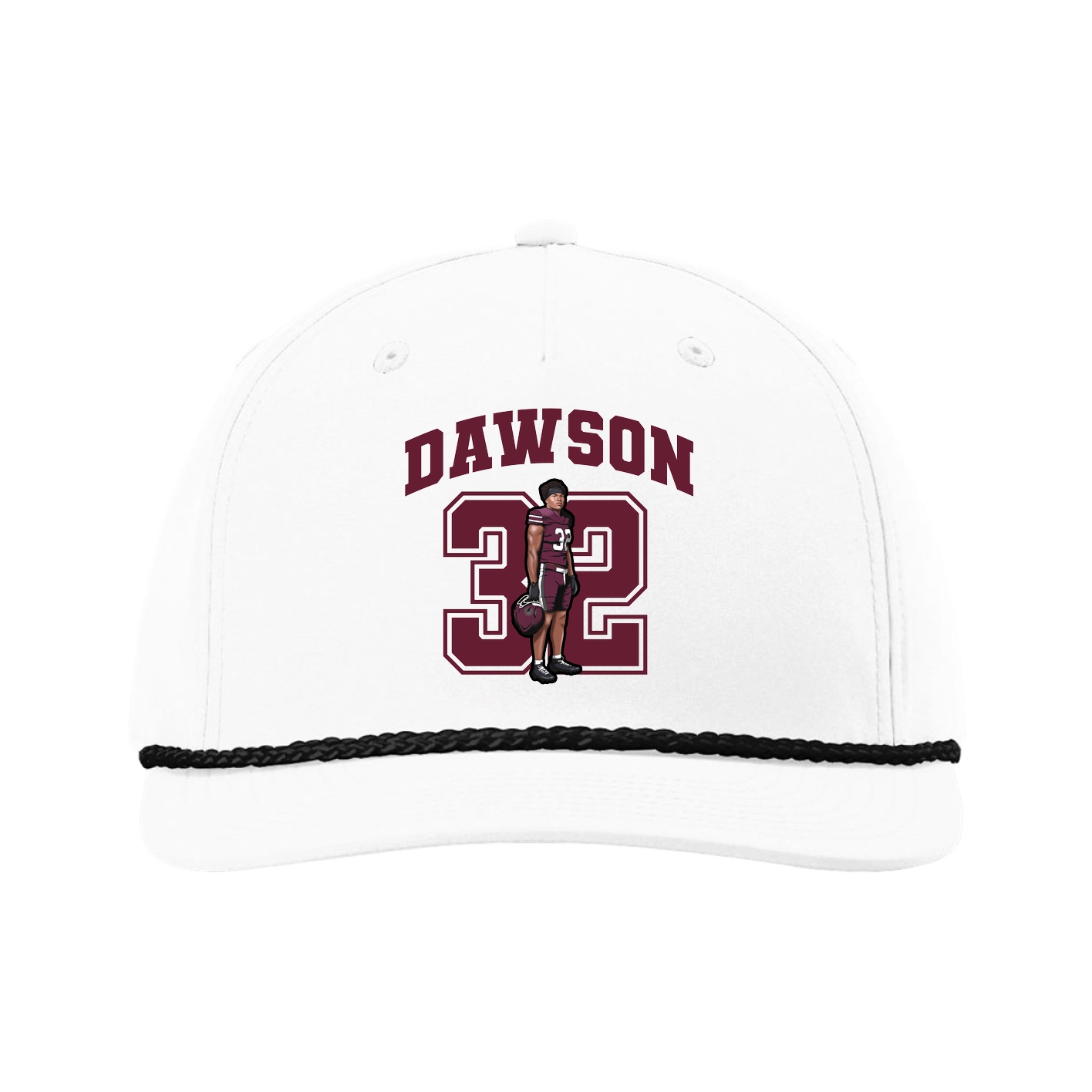 Five-Panel Classic Rope Cap — Number in White
