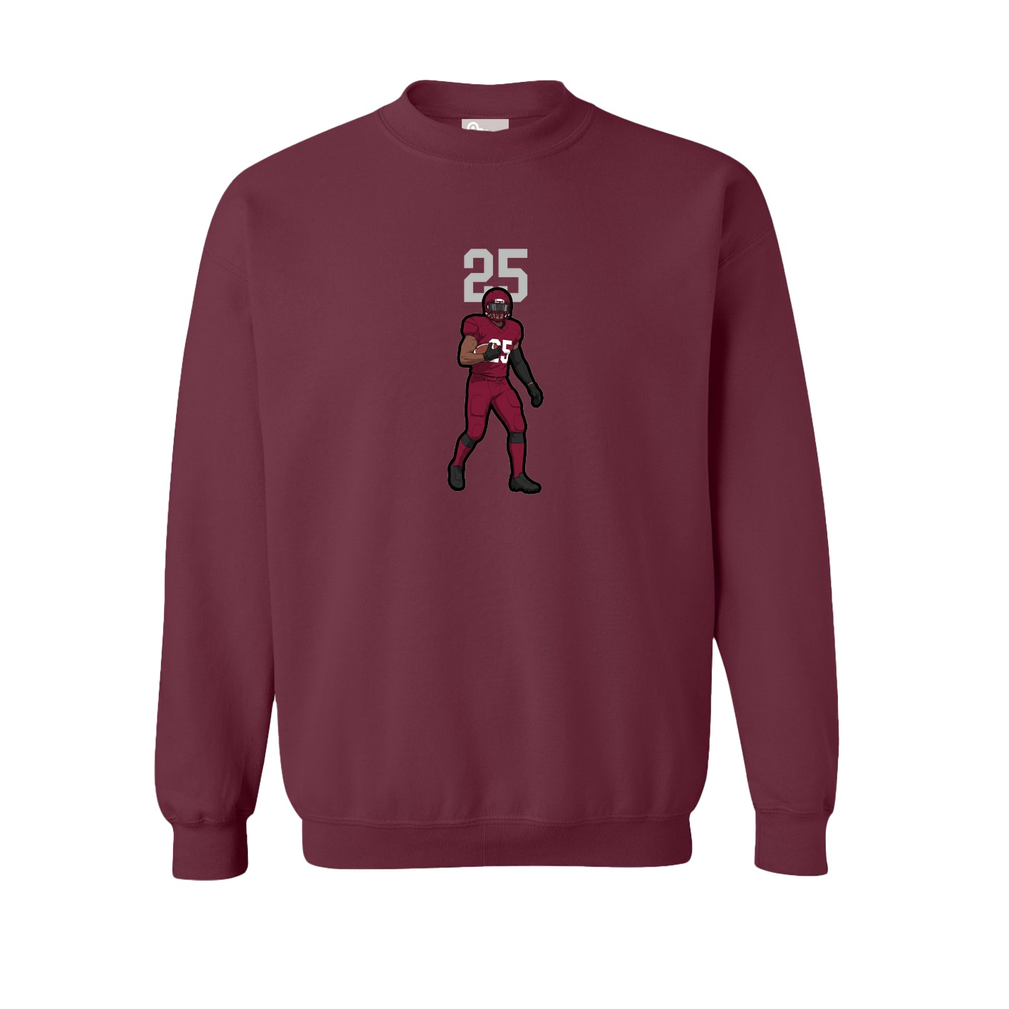 Fleece Crew — Number Top in Maroon