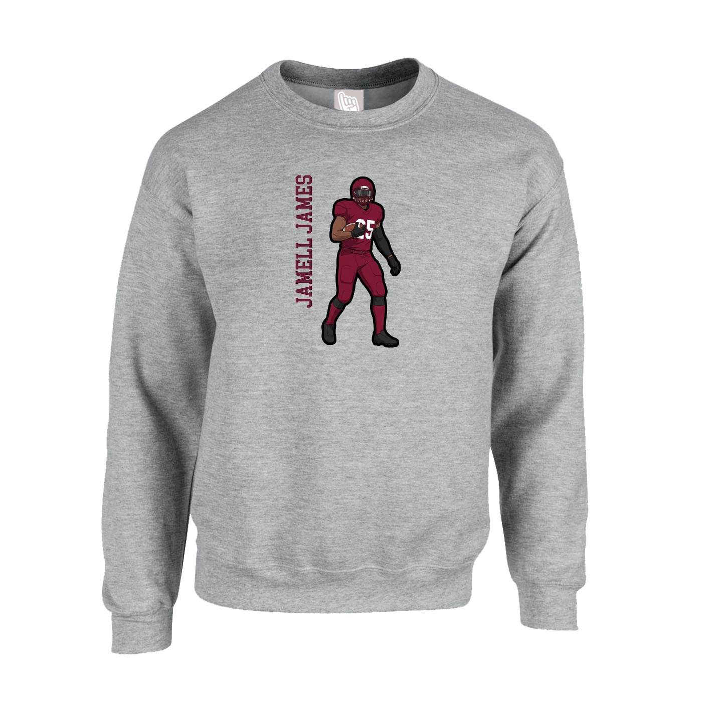 Fleece Crew — Name Vertical in Grey