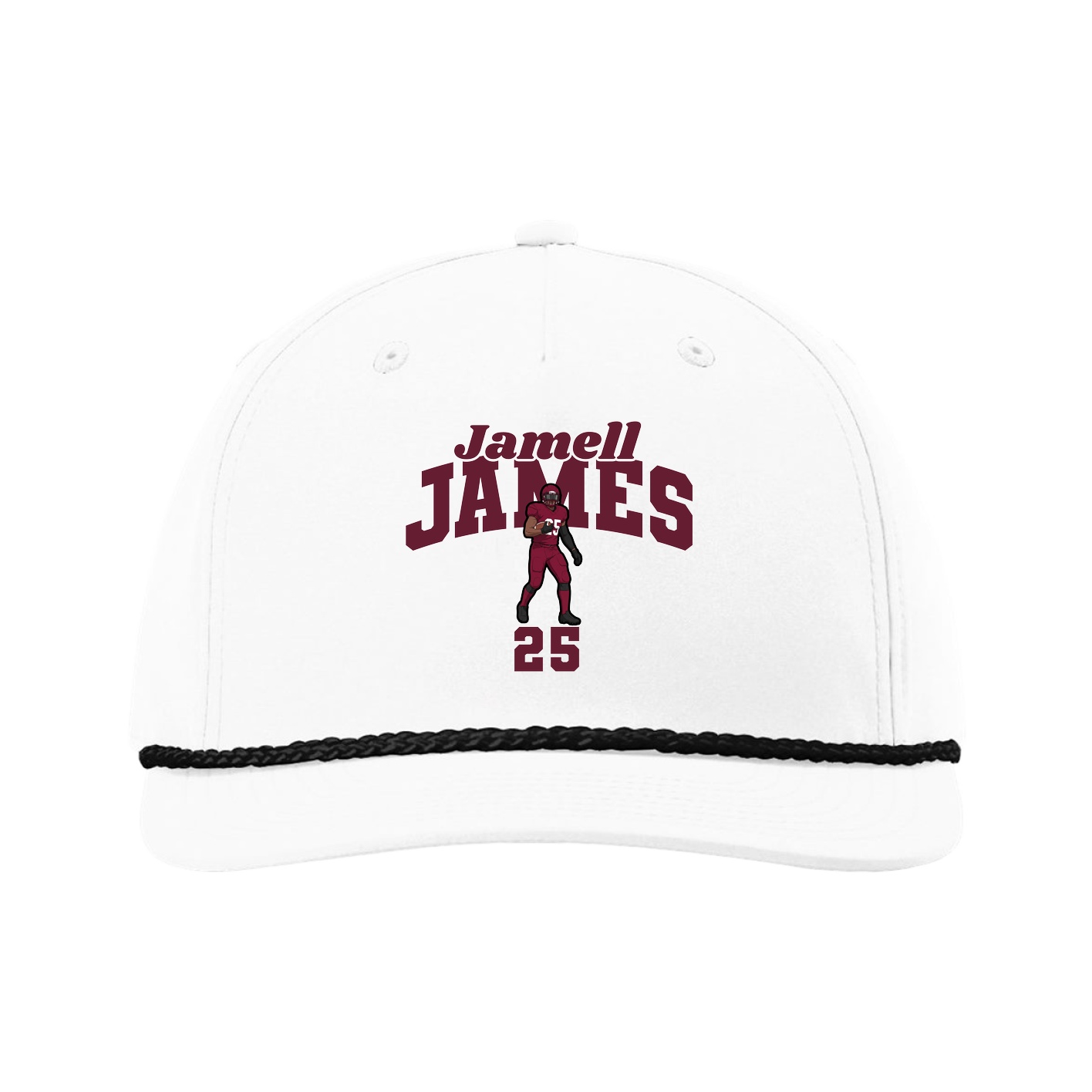 Five-Panel Classic Rope Cap — Signature Arch in White