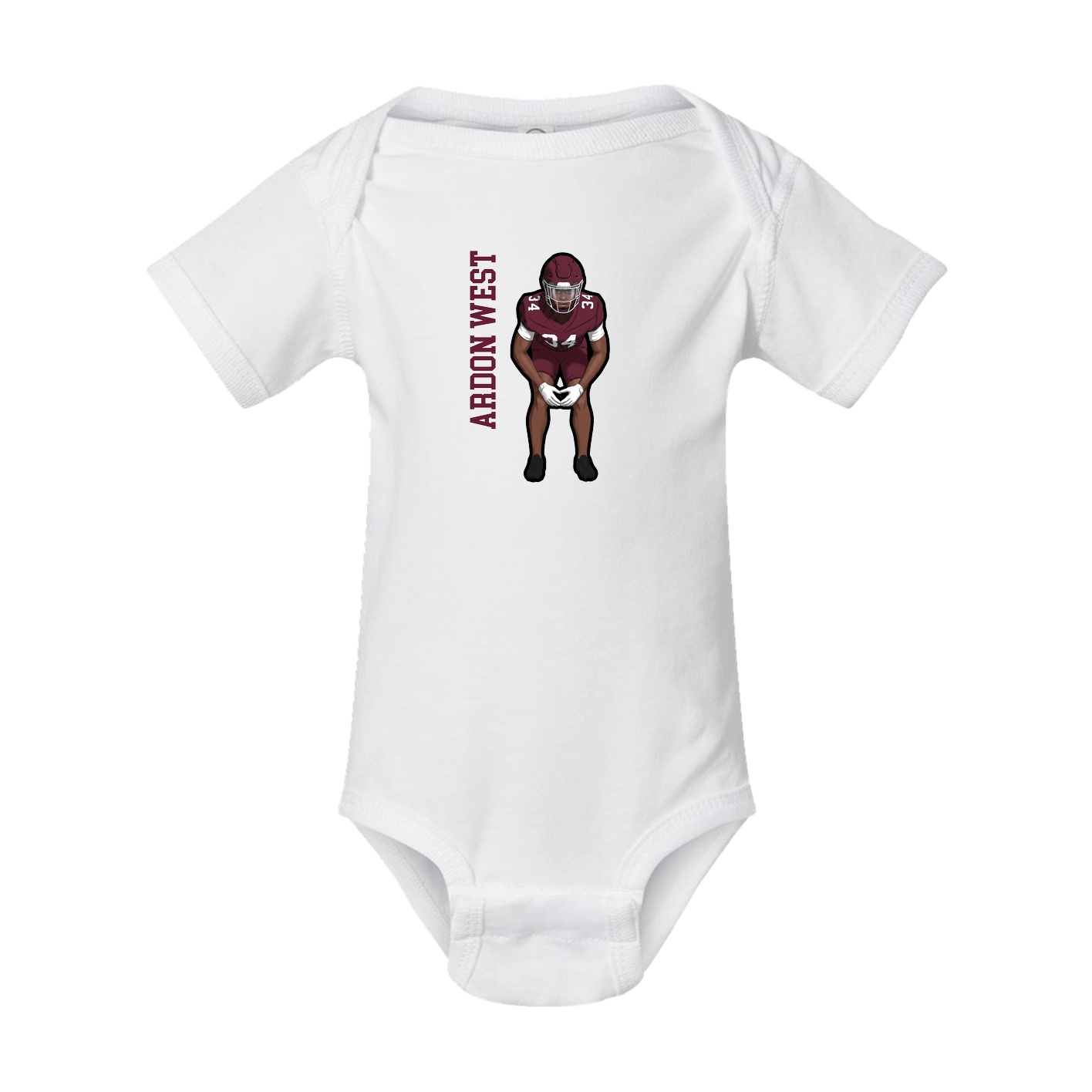 Baby Onesie — Name Vertical in White