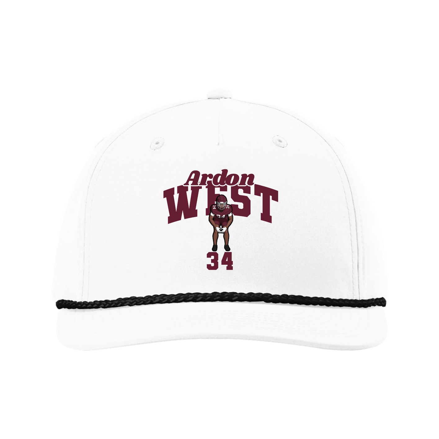 Five-Panel Classic Rope Cap — Signature Arch in White