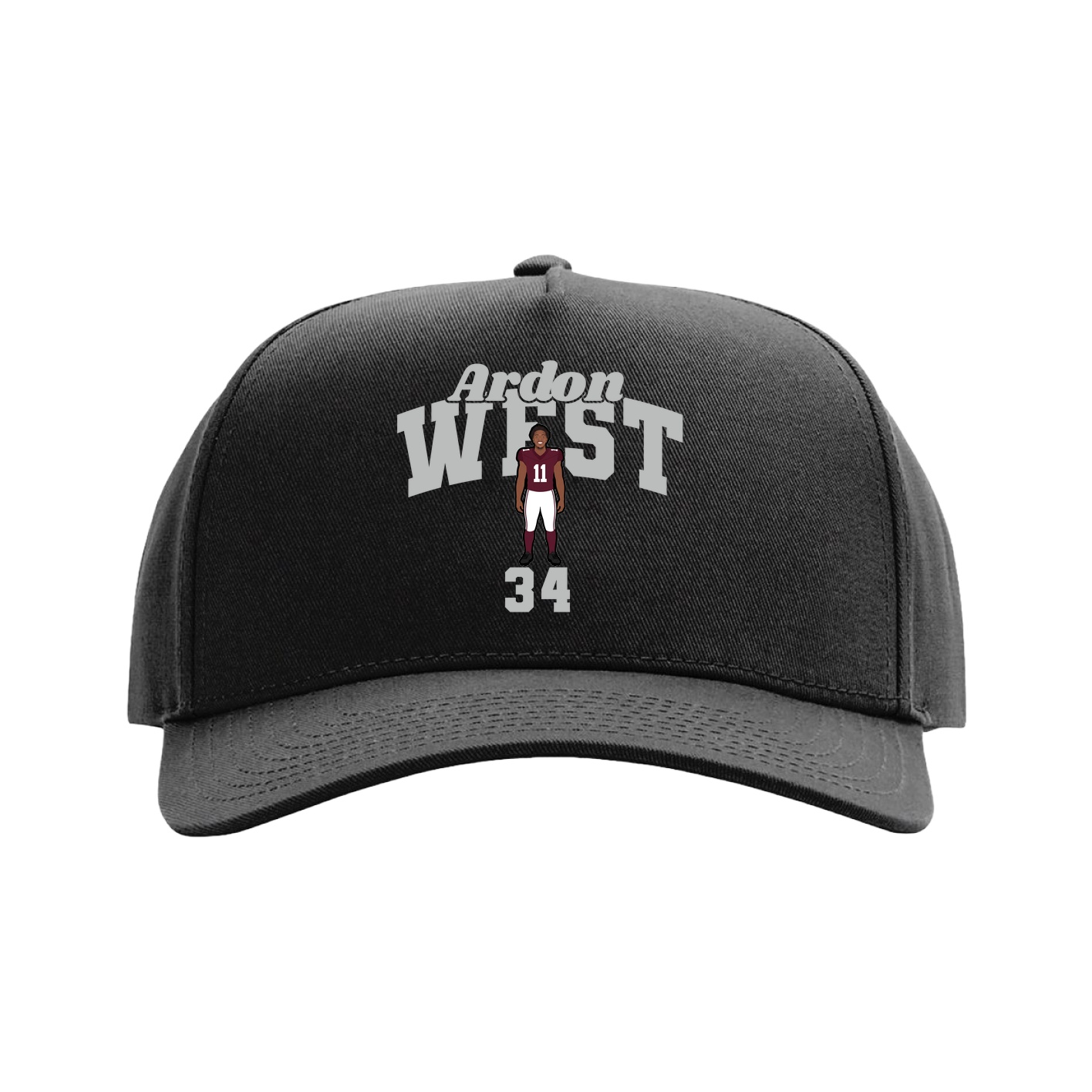 Full Fabric Five-Panel Champ Cap — Signature Arch in Black