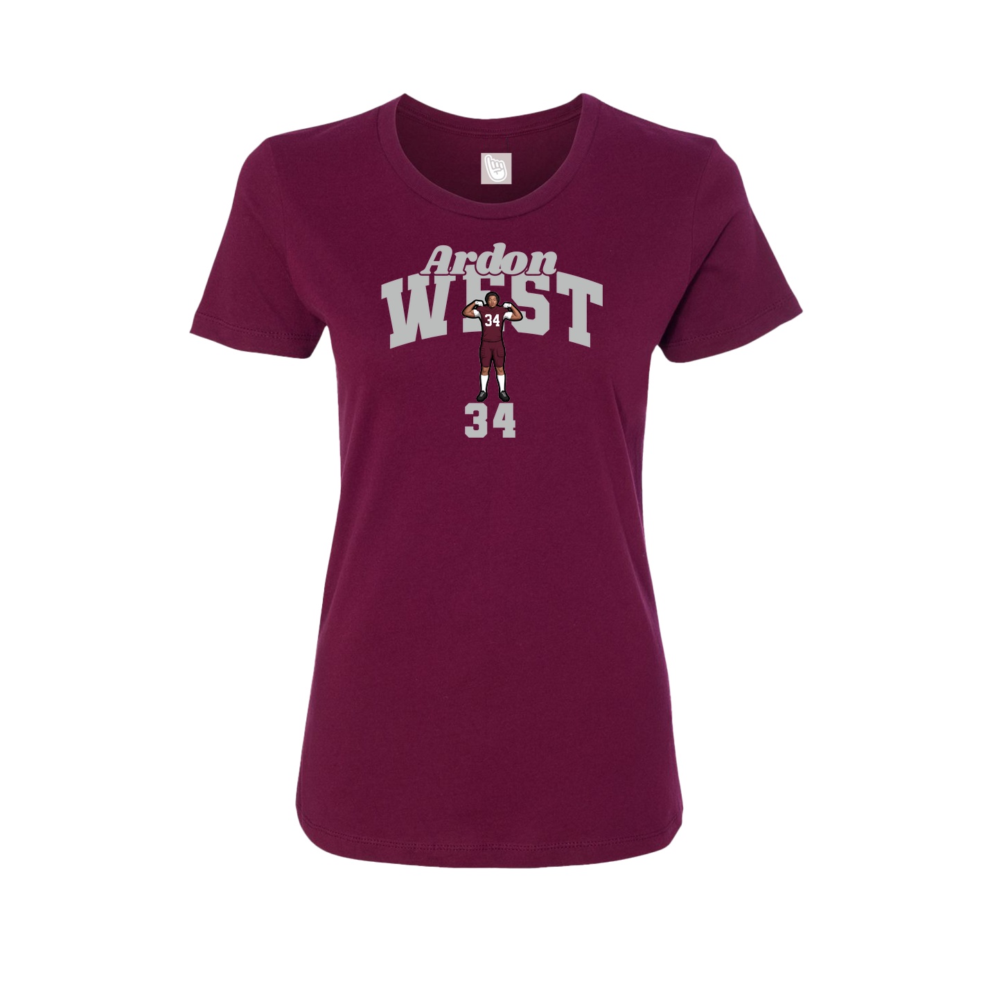 Fitted Women's Tee — Signature Arch in Maroon
