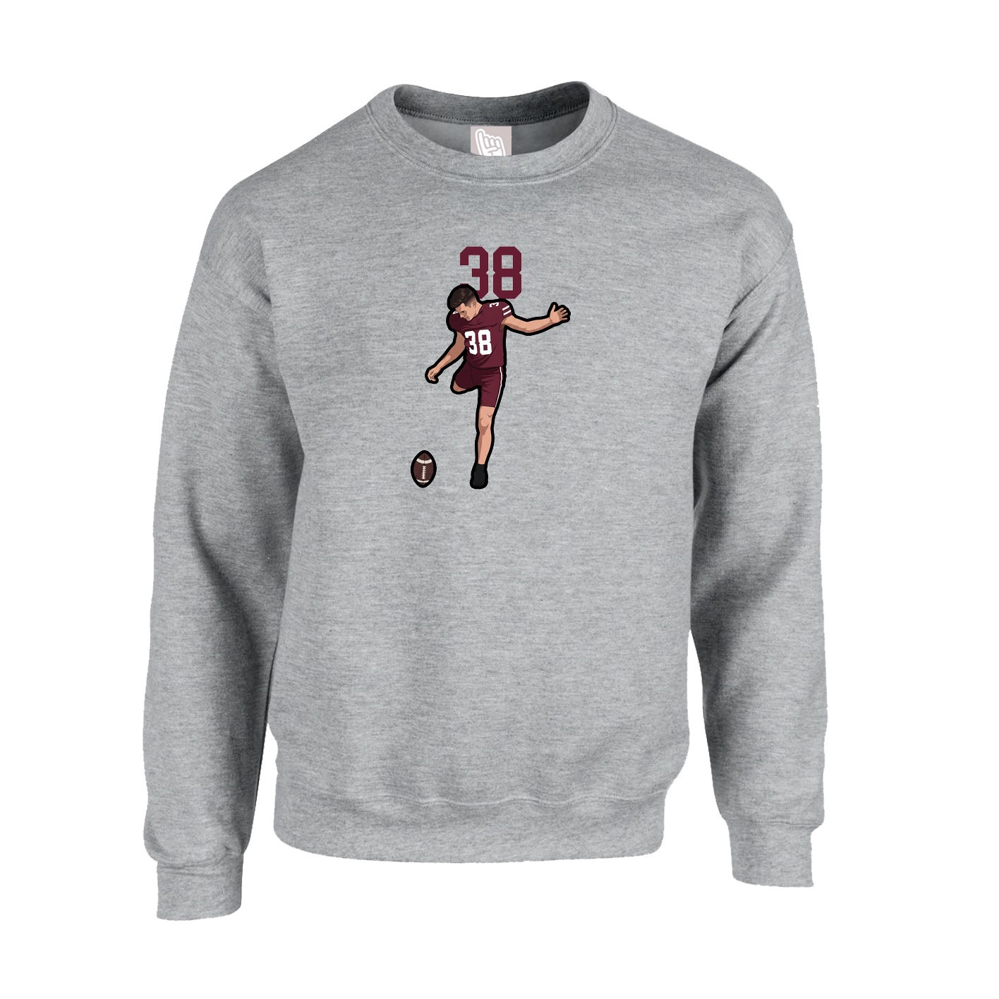 Fleece Crew — Number Top in Grey