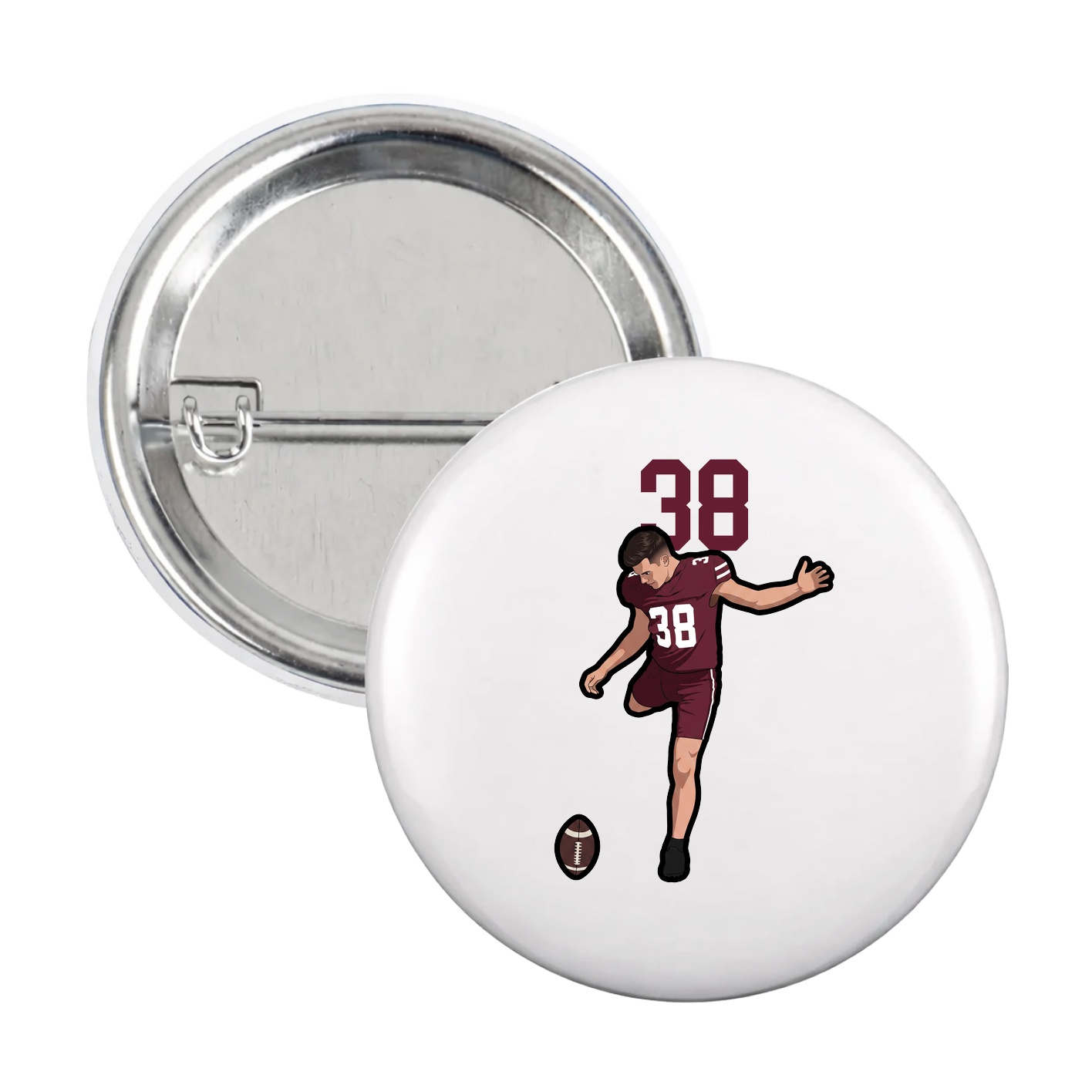 Game Day Button — Number Top in White