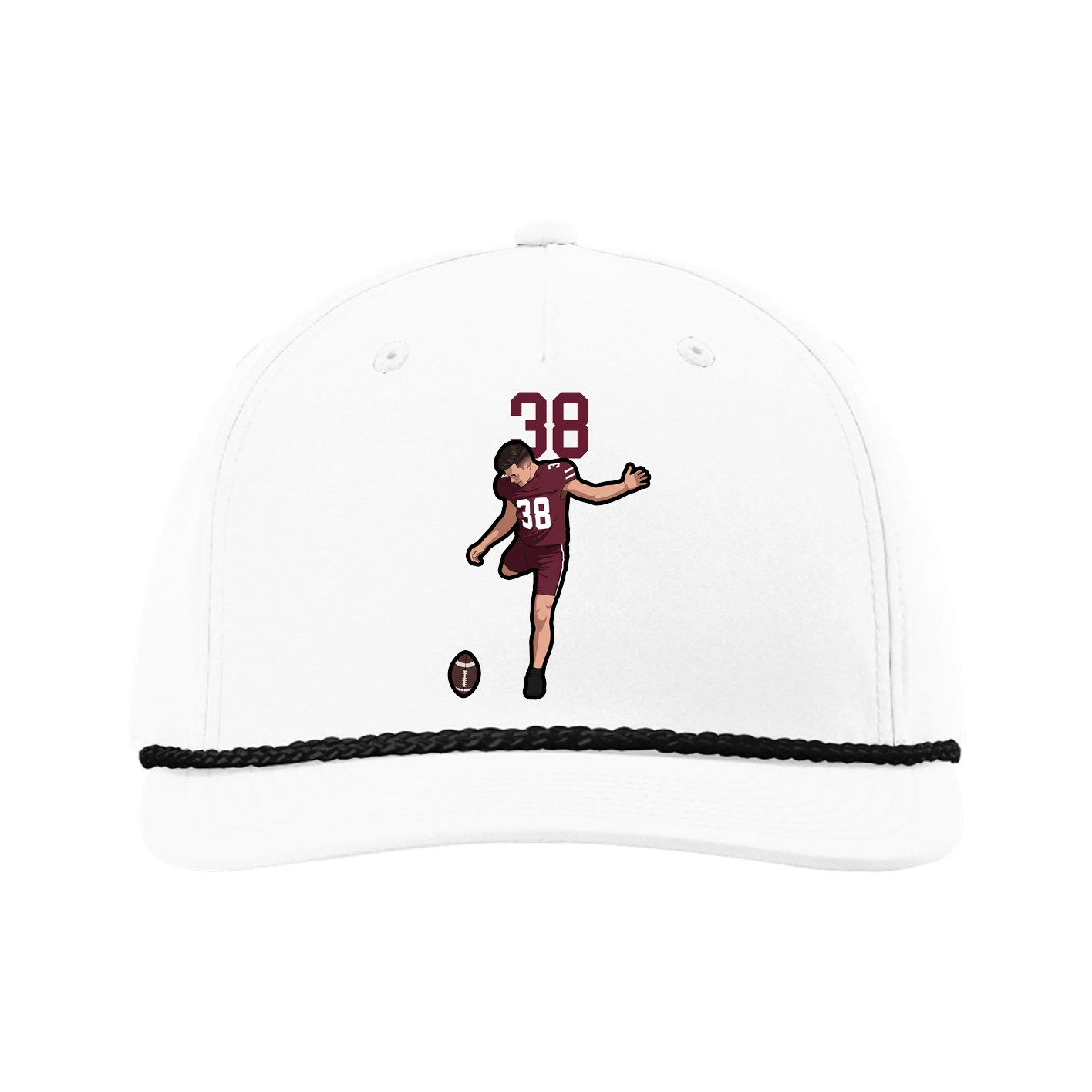 Five-Panel Classic Rope Cap — Number Top in White