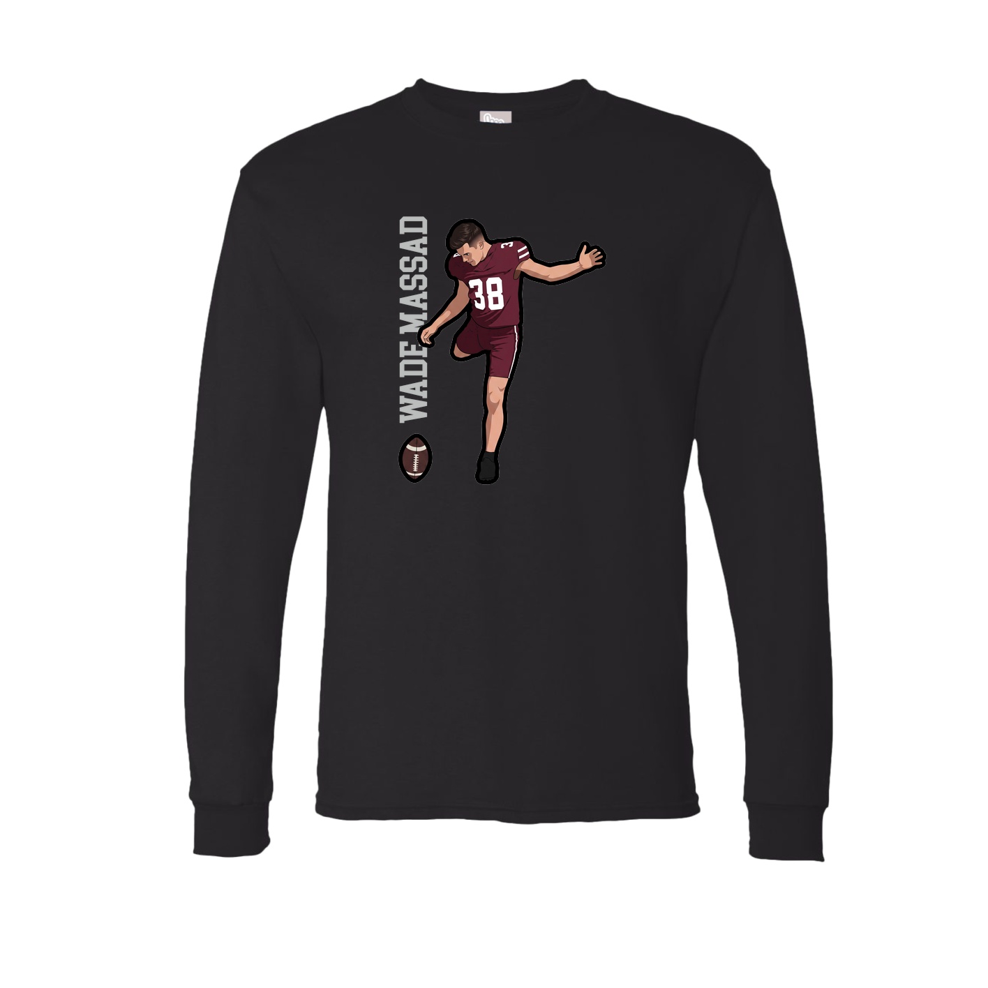 Long Sleeve Tee — Name Vertical in Black