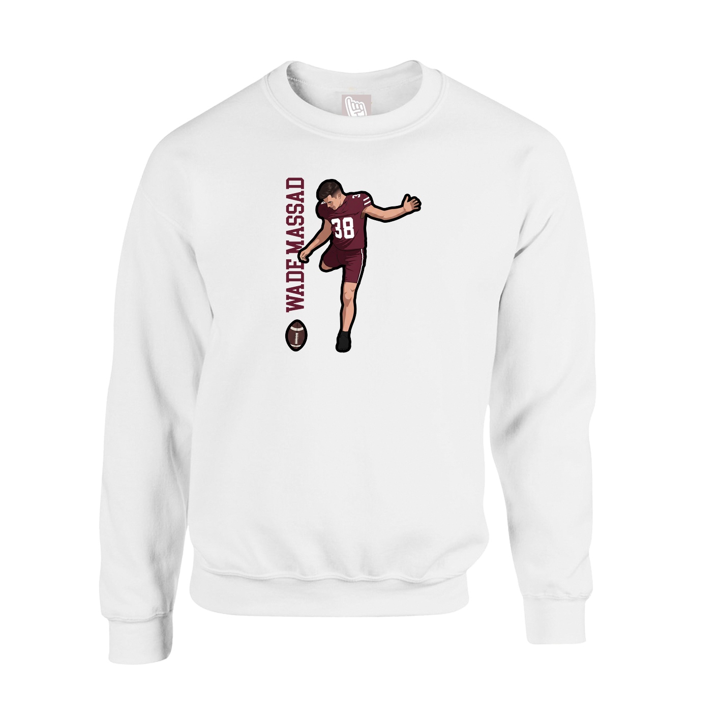 Fleece Crew — Name Vertical in White