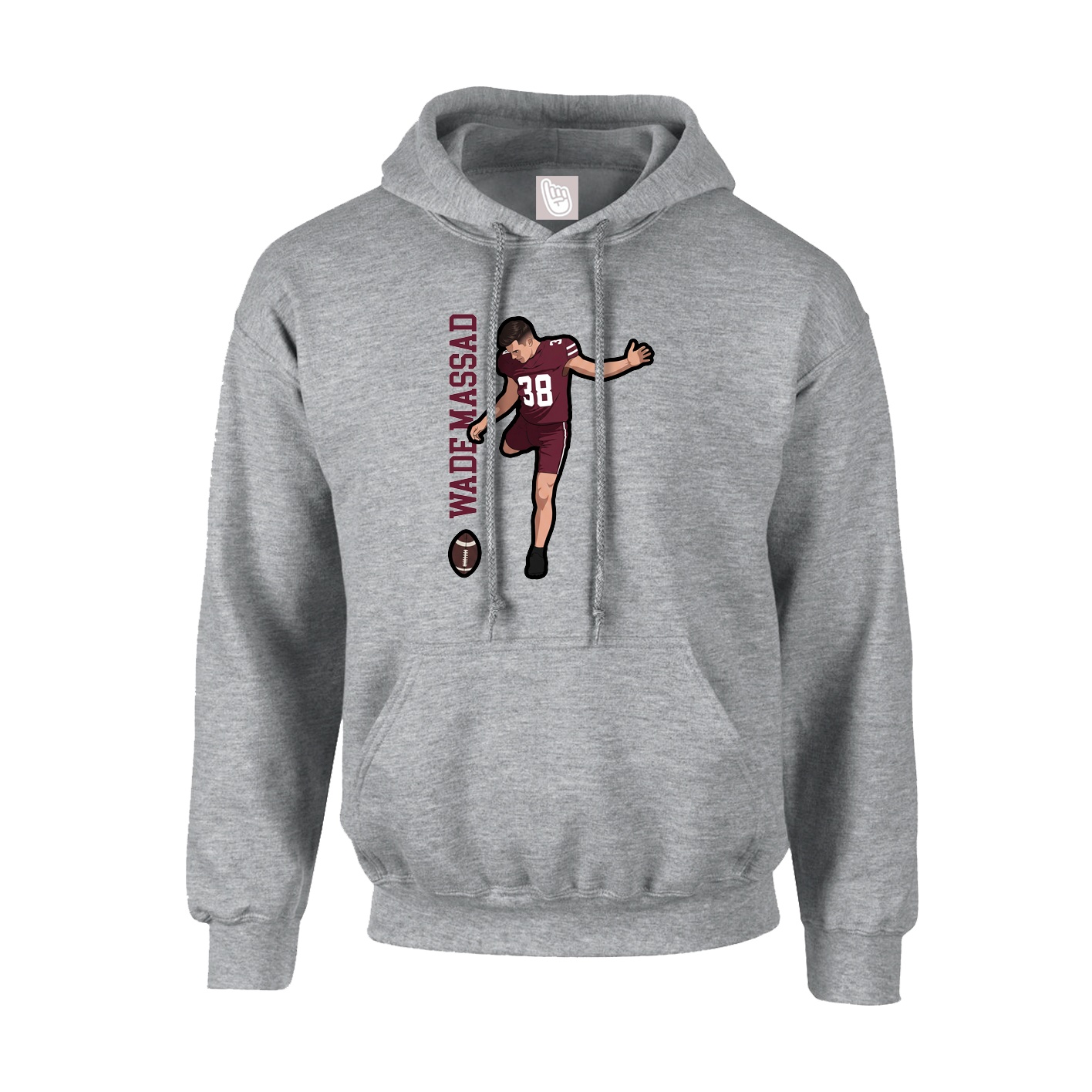 Youth Hoodie — Name Vertical in Grey
