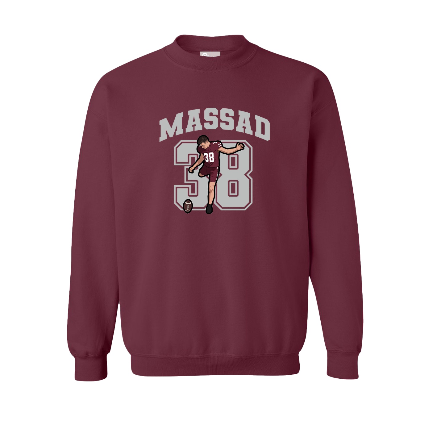 Fleece Crew — Number in Maroon