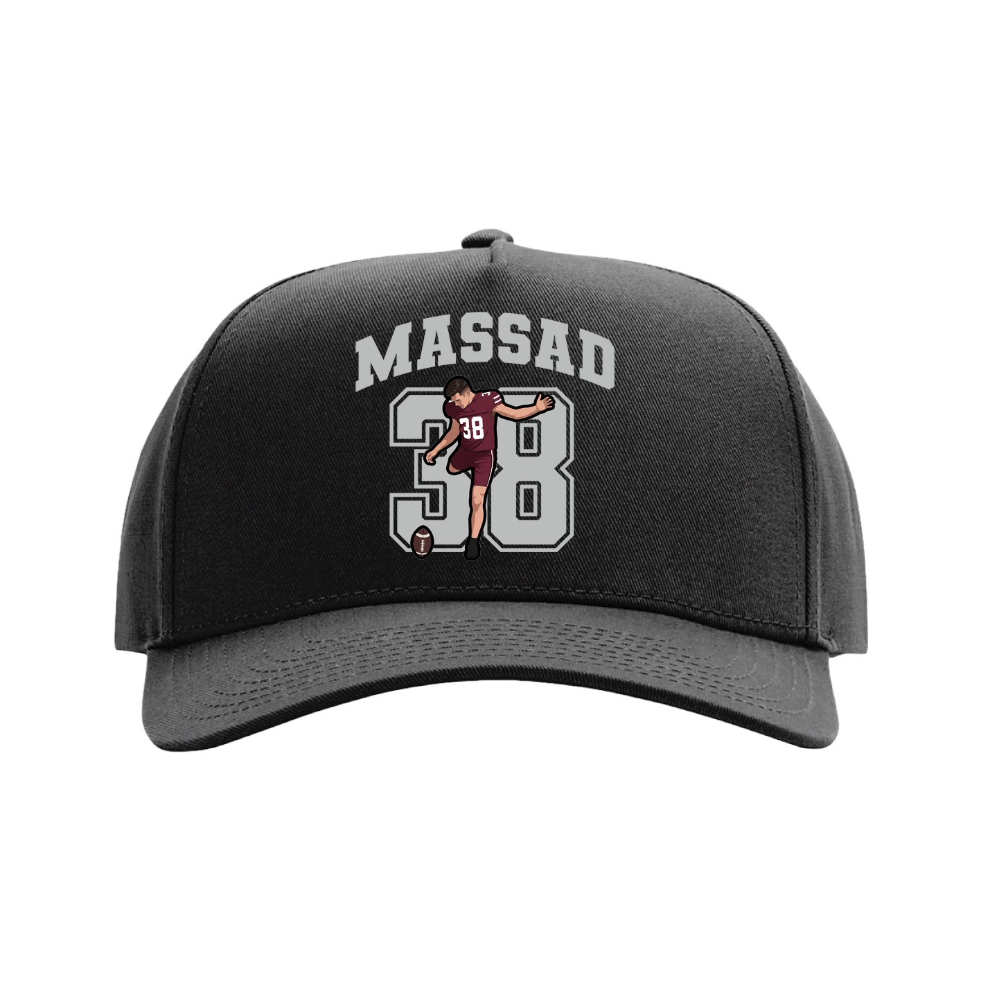 Full Fabric Five-Panel Champ Cap — Number in Black
