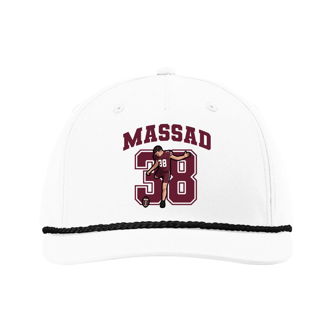 Five-Panel Classic Rope Cap — Number in White