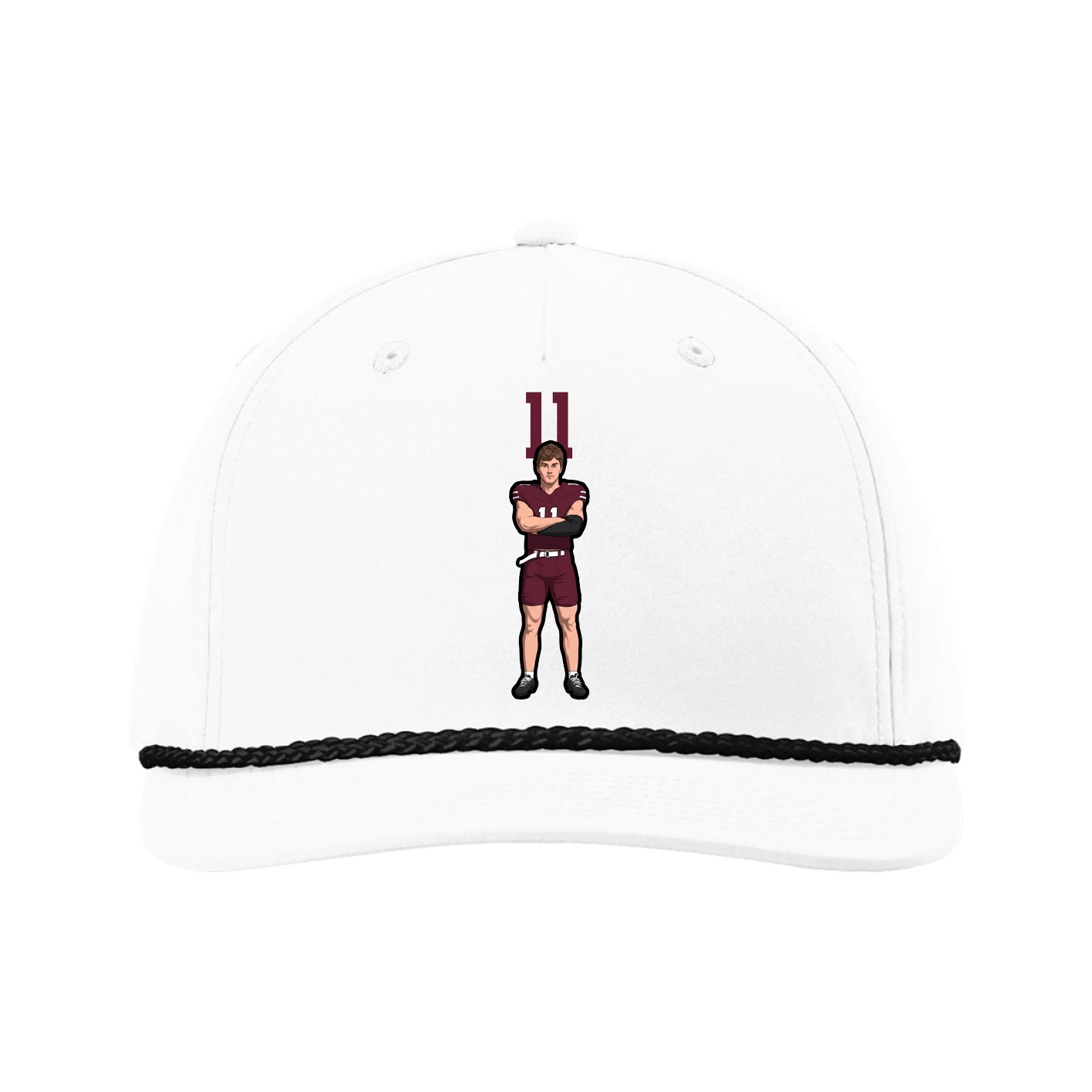 Five-Panel Classic Rope Cap — Number Top in White