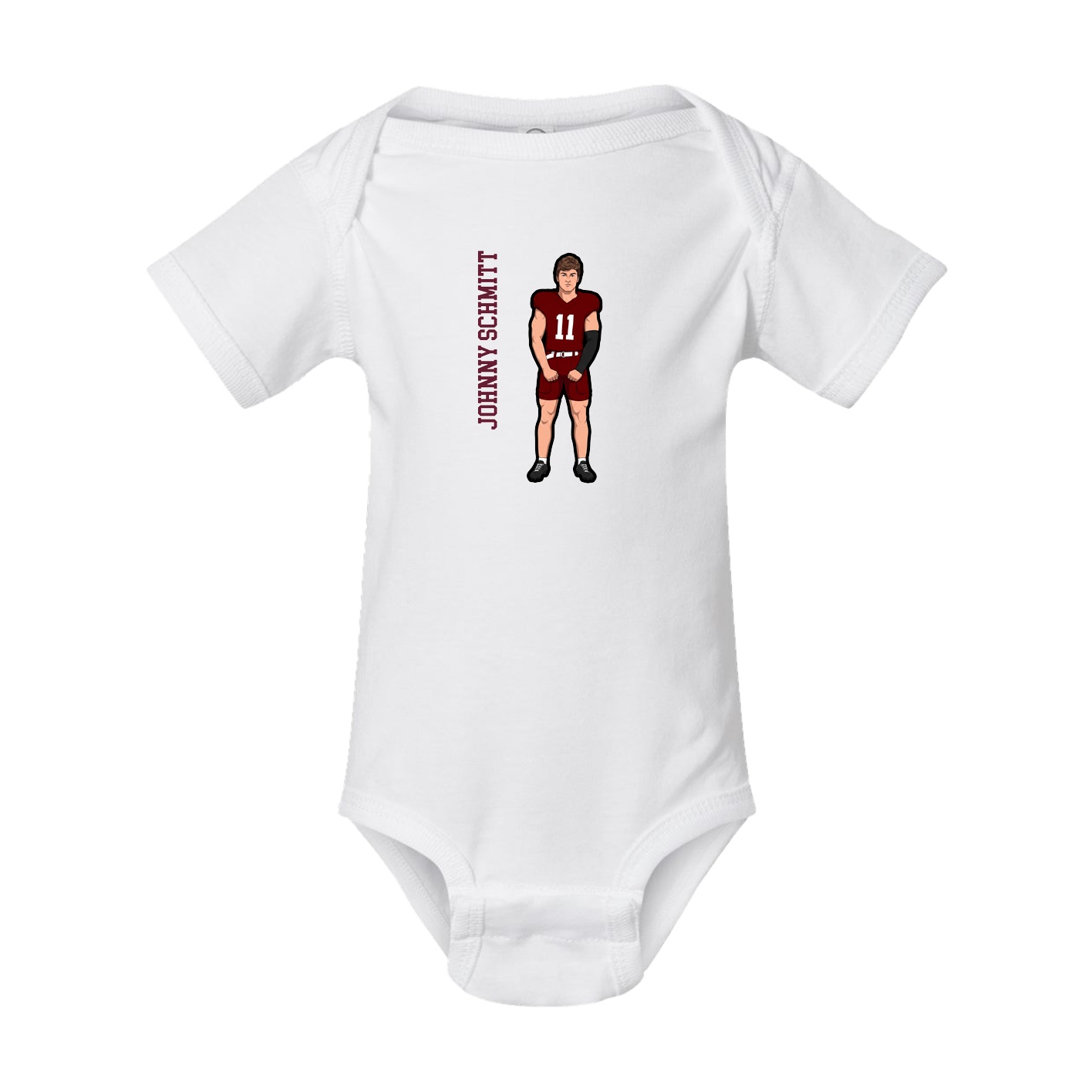 Baby Onesie — Name Vertical in White