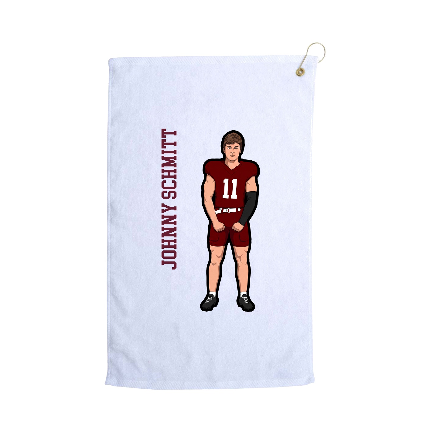 Golf Towel — Name Vertical in White
