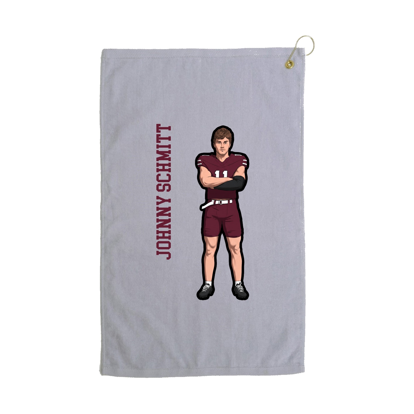 Golf Towel — Name Vertical in Grey