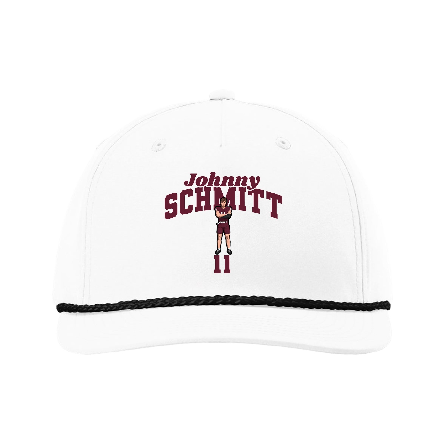 Five-Panel Classic Rope Cap — Signature Arch in White