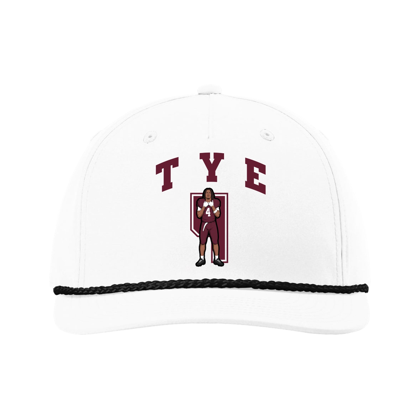 Five-Panel Classic Rope Cap — Number in White