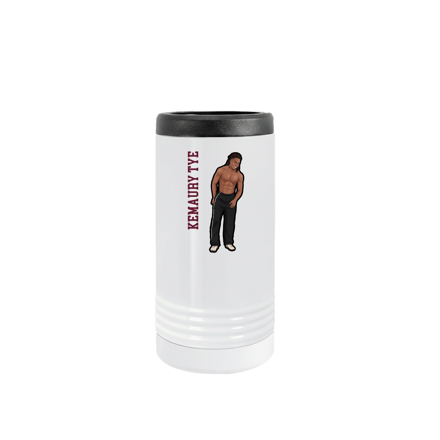 Slim Beverage Holder — Name Vertical in White