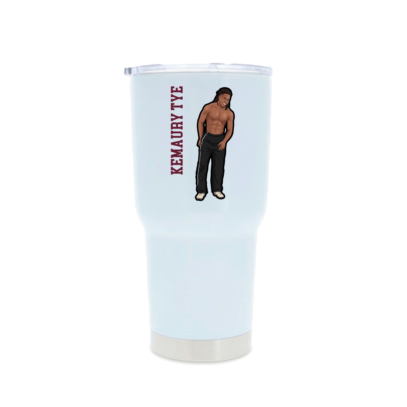 30oz Stainless Steel Tumbler — Name Vertical in White