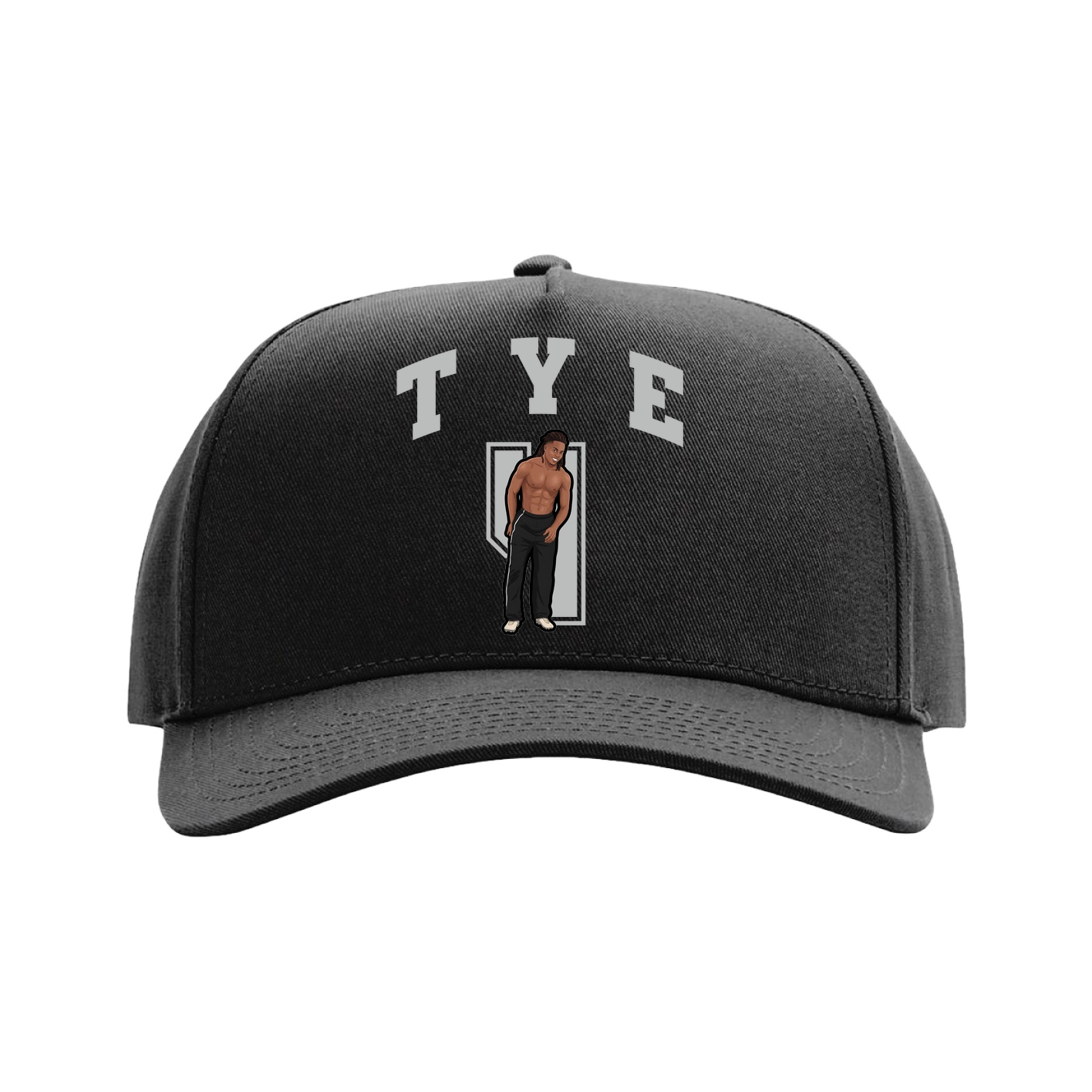 Full Fabric Five-Panel Champ Cap — Number in Black