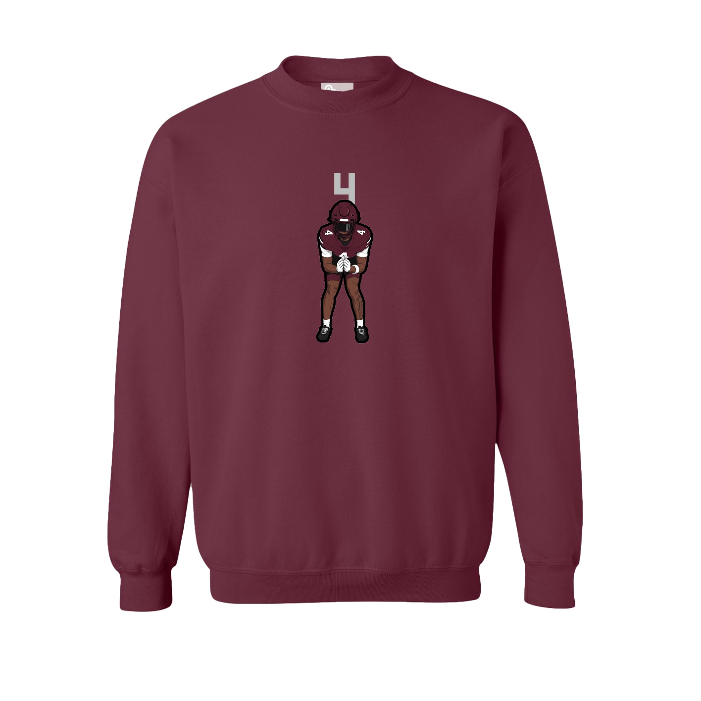 Fleece Crew — Number Top in Maroon