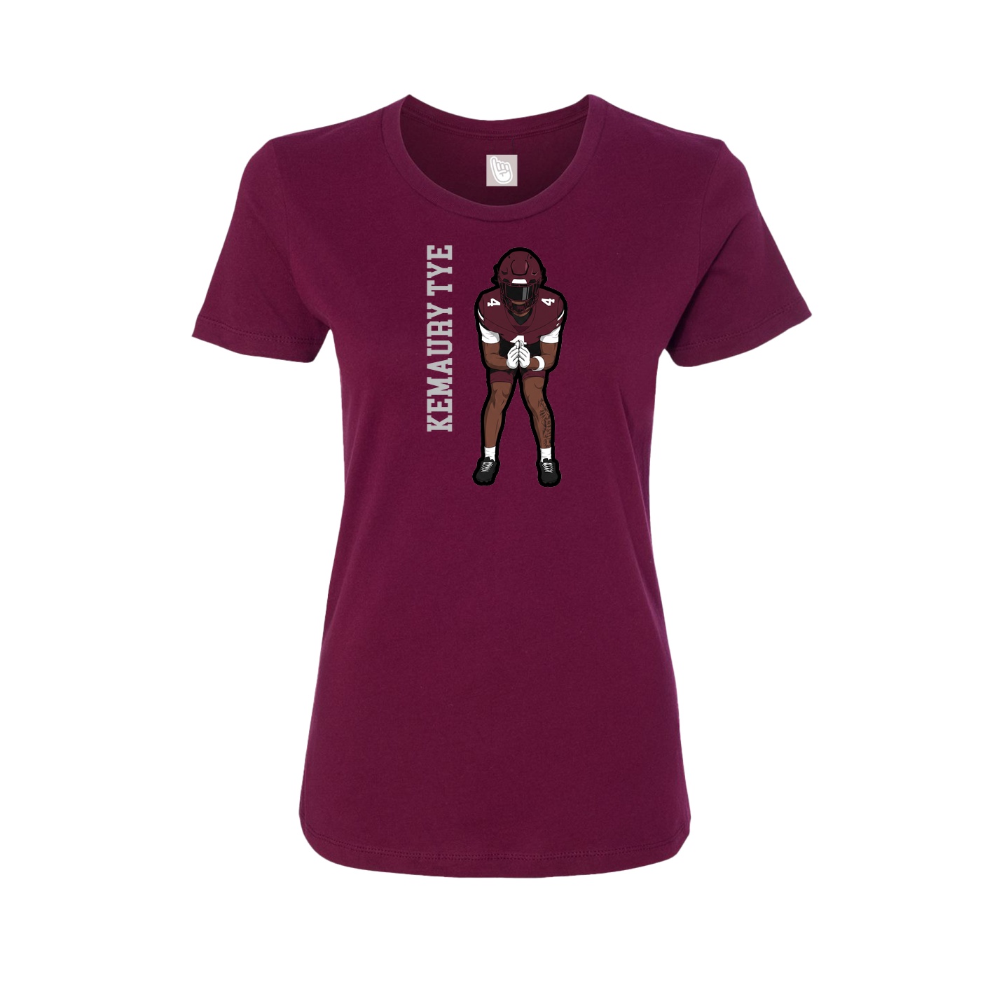 Fitted Women's Tee — Name Vertical in Maroon