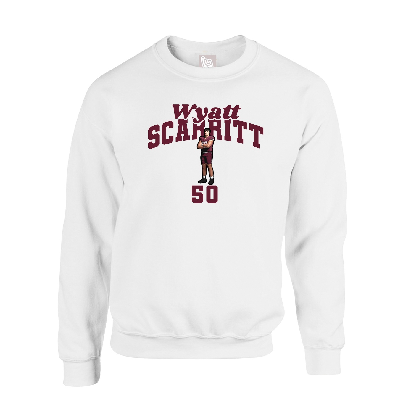 Fleece Crew — Signature Arch in White
