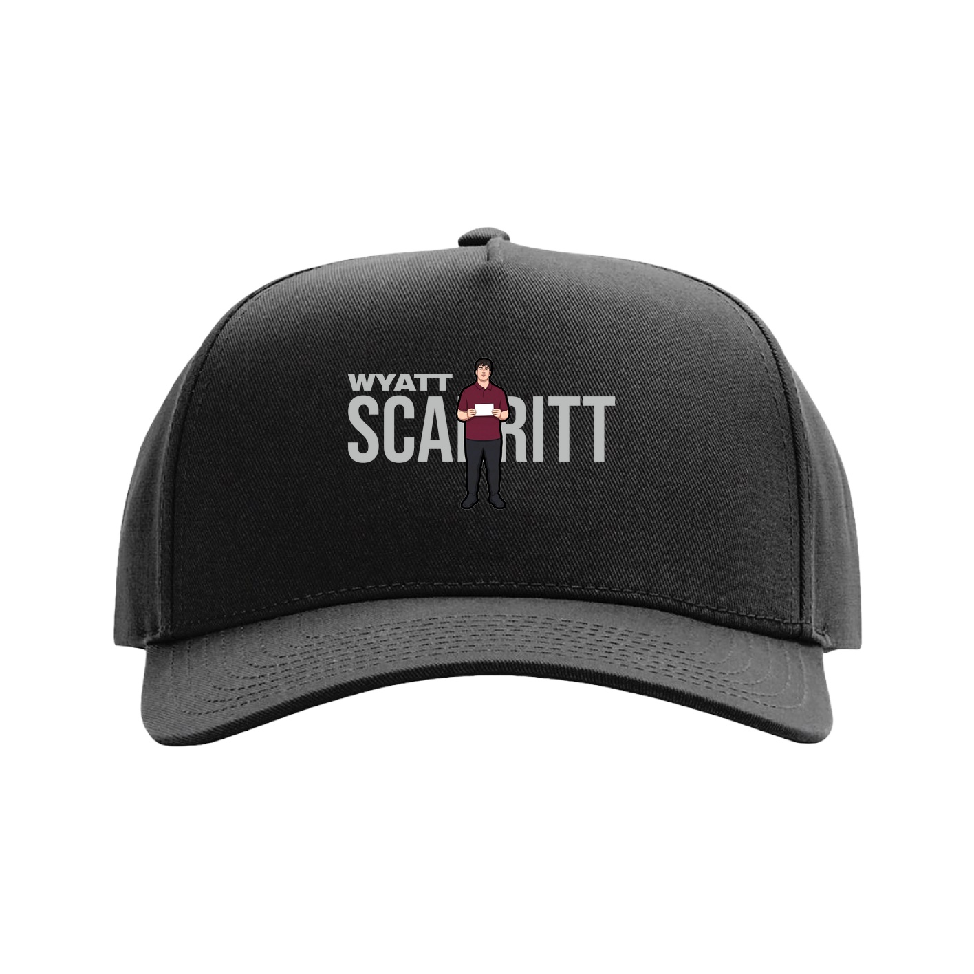 Full Fabric Five-Panel Champ Cap — Player Name in Black